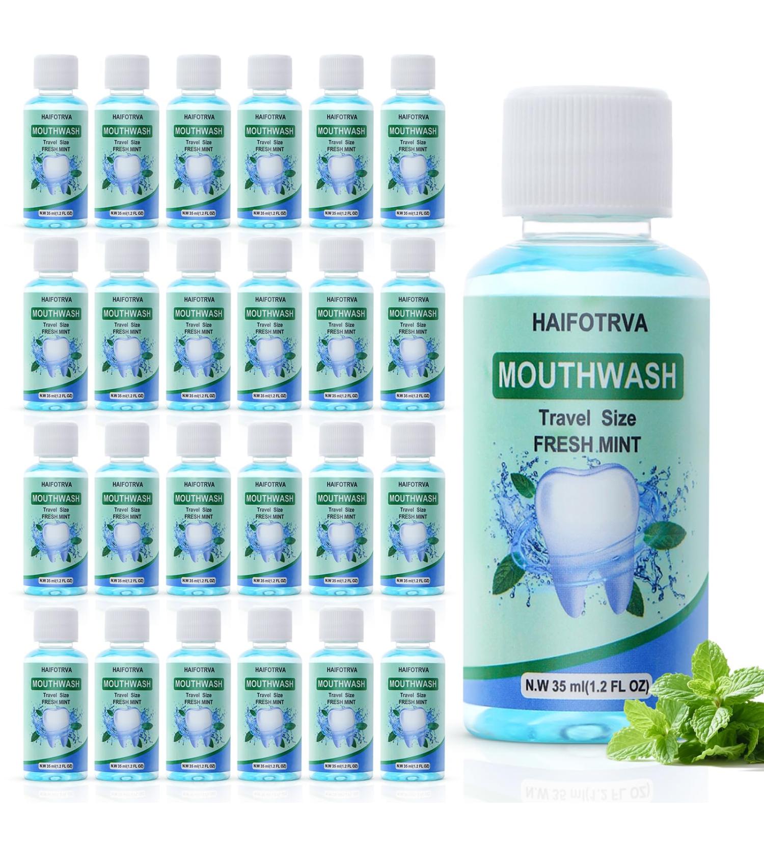 HAIFOTRVA 100 Pcs Mini Mouthwash Travel Size Bulk Blue Portable Mint Flavor Mini Mouthwash Individual 35ml/1.2oz On The Go Mouth Wash Small Bottle for Travel Office Toiletry Kits - Buy Online on GoSupps.com