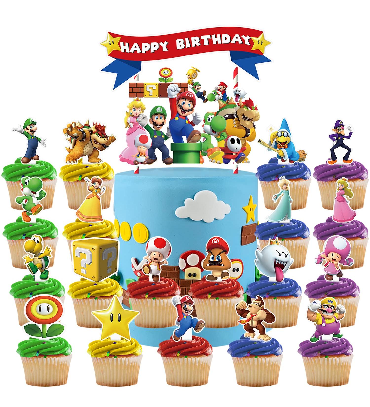 40 Cts Decorations for Mariios Cake Topper Cupcake Toppers Birthday Party Supplies Decor - Buy Online on GoSupps.com