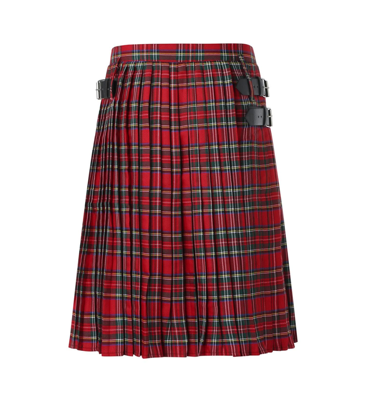 Men's Wrinkle Skirt - High Waist Fold Design Scottish Kilt | Checkered Mini Skirt | Comfortable Streetwear | Vacation Skater Punk | Z11302-Rot 3XL - Buy Online on GoSupps.com