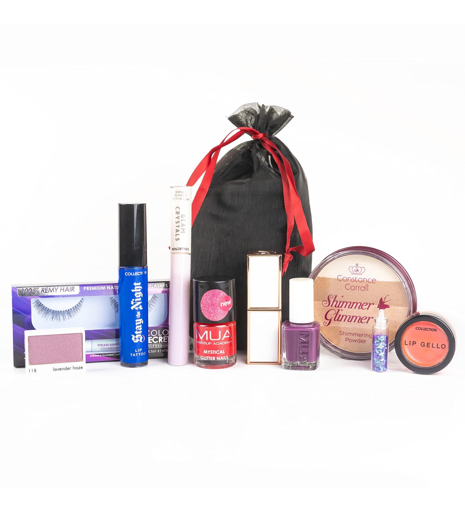 Makeup Set Glamza 10 Piece Lucky Dip Gift Makeup Kit for Women & Teenage Girls - Includes 10 Makeup Items In Black Organza Beauty Bag - Buy Online on GoSupps.com