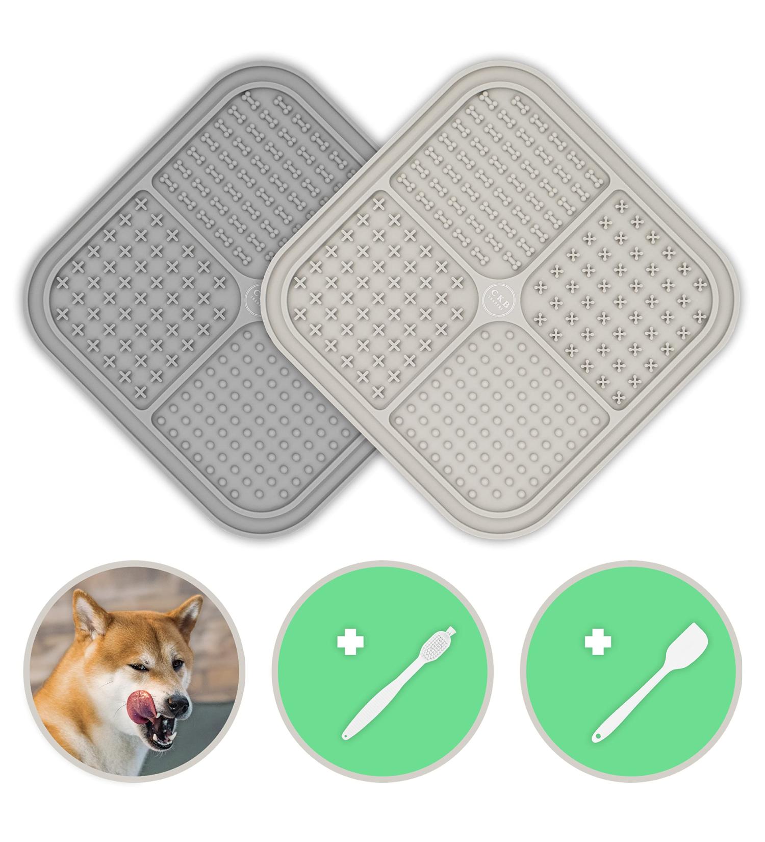 CKB Leak Mat for Dogs & Cats - Soothing Non-Loop Design 2 Lick Mats with Spatula & Brush BPA Free Intelligence Toys - Perfect Pet Accessories - Buy Online on GoSupps.com