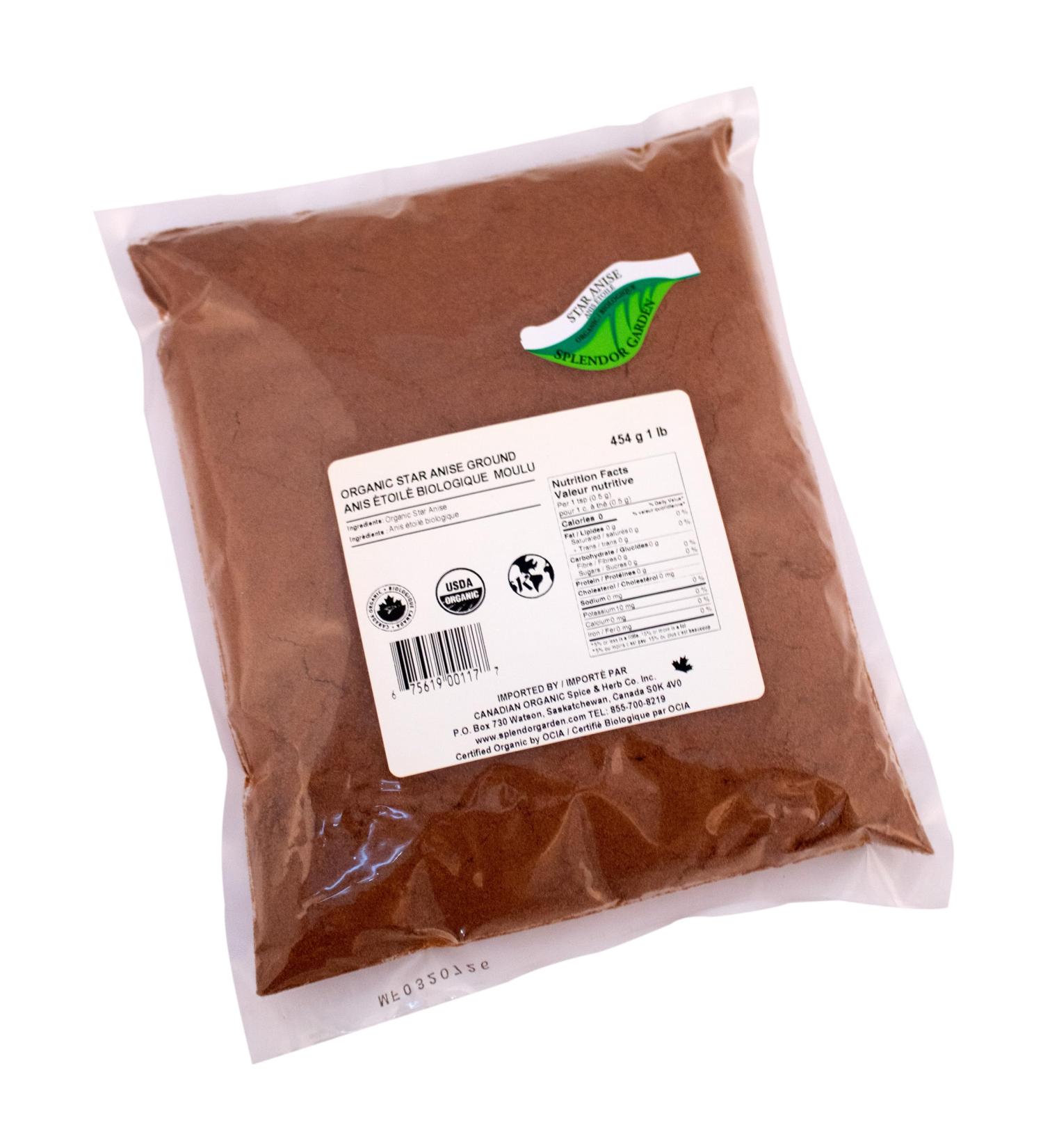 Splendor Garden Organic Star Anise Ground 454g 454 g (Pack of 1) - Buy Online on GoSupps.com