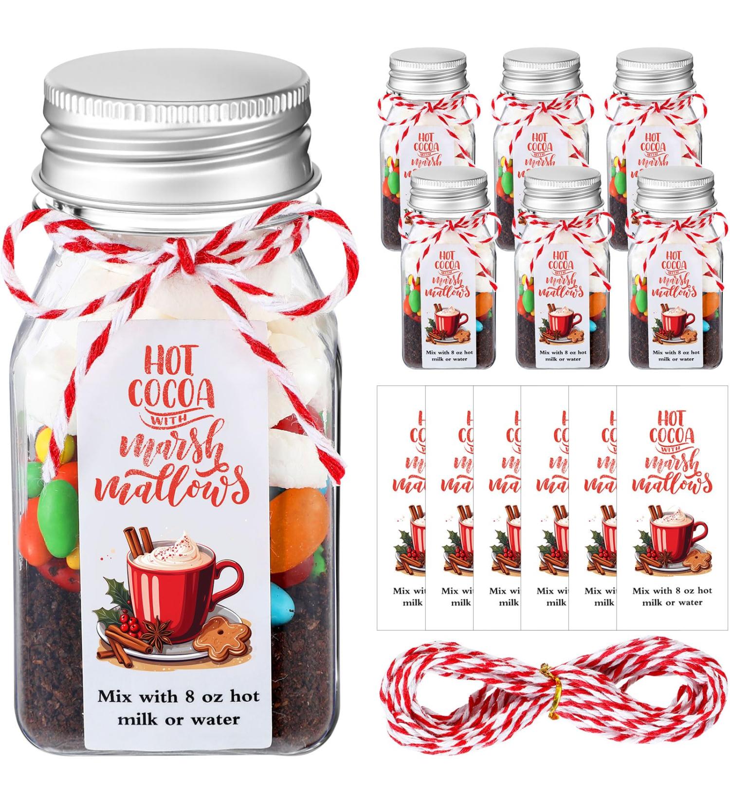Maxdot Lot de 6 bouteilles de chocolat chaud de No l de 118 ml avec autocollants et corde pour chocolat truffe guimauve cadeaux de f te - Buy Online on GoSupps.com
