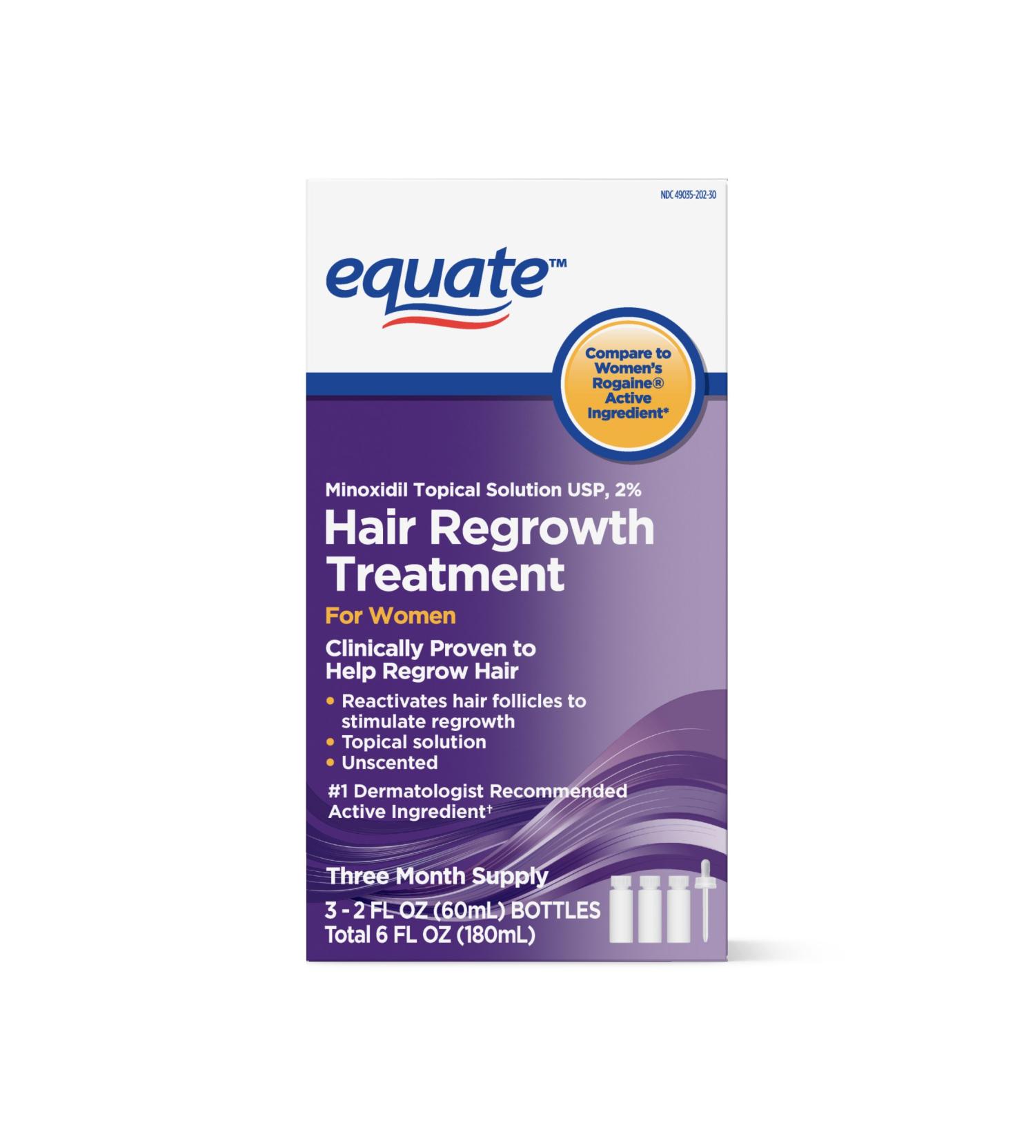 Equate Hair Regrowth Treatment for Women 3 Month Supply - 2oz (USA) - Buy Online on GoSupps.com