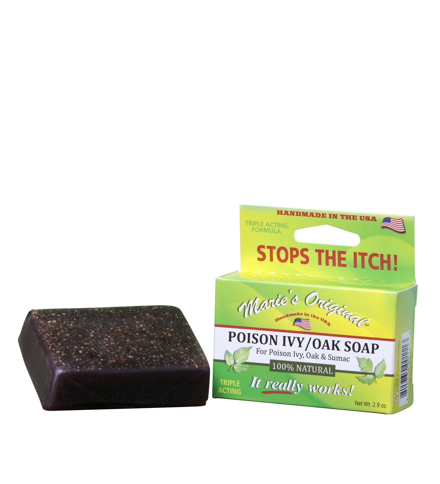 Marie's Original Poison Ivy Soap Bar - 100% Natural Anti-Itch Treatment for Poison Ivy, Oak, Sumac - Soothes Rashes - 2.9oz - Buy Online on GoSupps.com