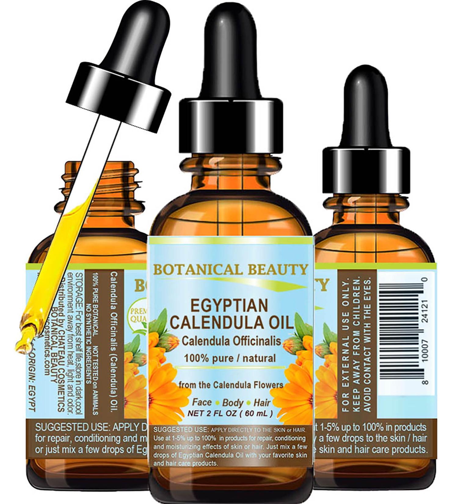 Botanical Beauty CALENDULA OIL Egyptian Calendula Officinalis Marigold Oil Pure Natural for FACE SKIN BODY HAIR NAILS 2 Fl.oz.- 60 ml Skin Moisturizer Oil - Buy Online on GoSupps.com