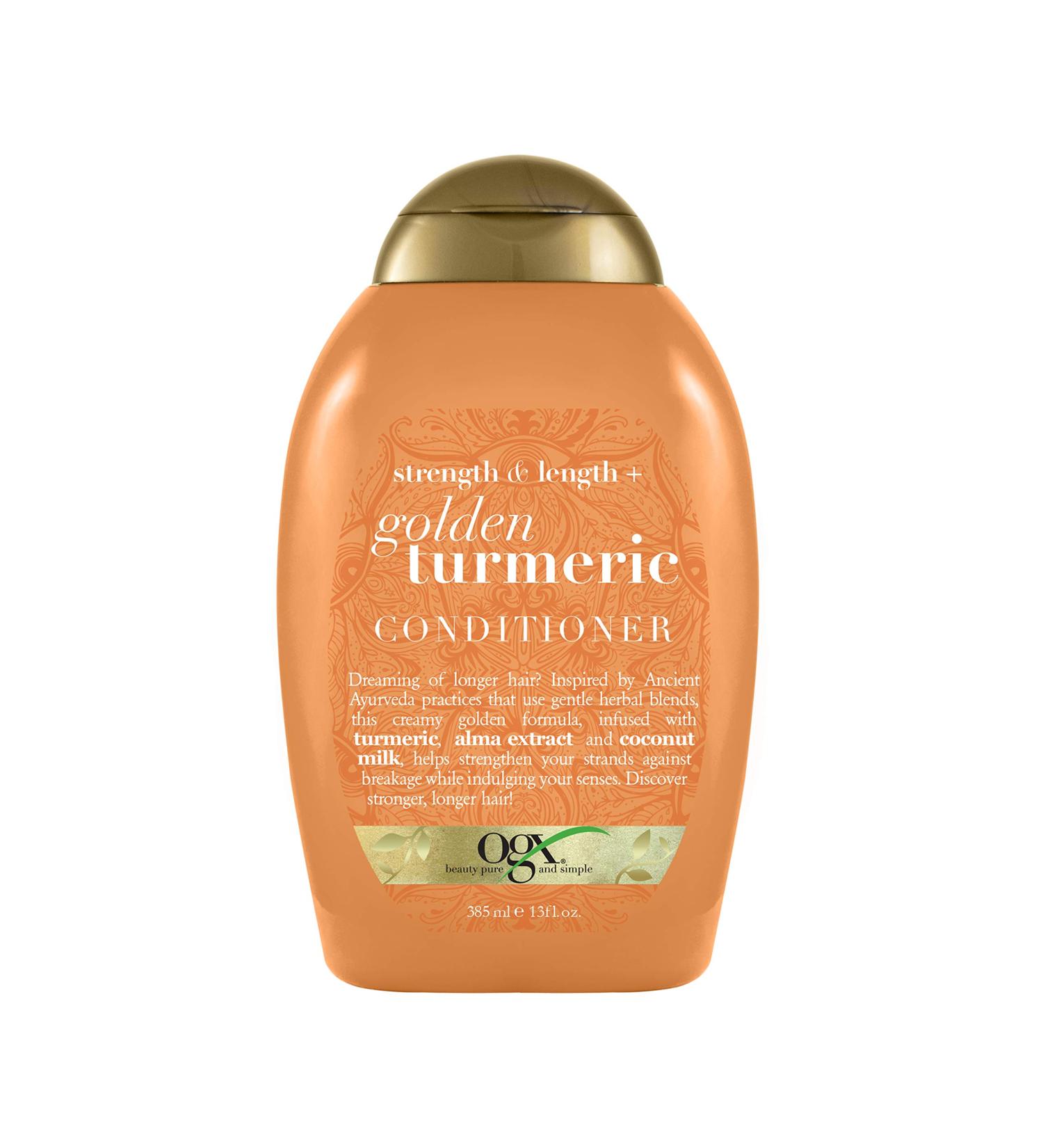 OGX Strength & Length Golden Turmeric Conditioner - Ayurvedic, Sulfate-Free, Coconut Infused - 13 Fl Oz - Buy Online on GoSupps.com