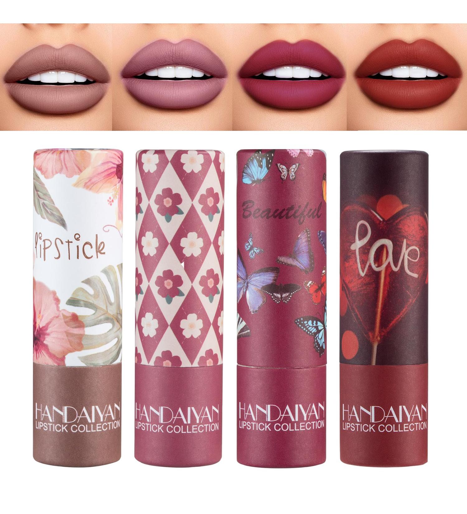 Buy Long Lasting Nude Lipstick Set for Women - 4Pcs Velvet Matte & Hydrating Cream Stain | Perfect Makeup Gift Sets - Buy Online on GoSupps.com