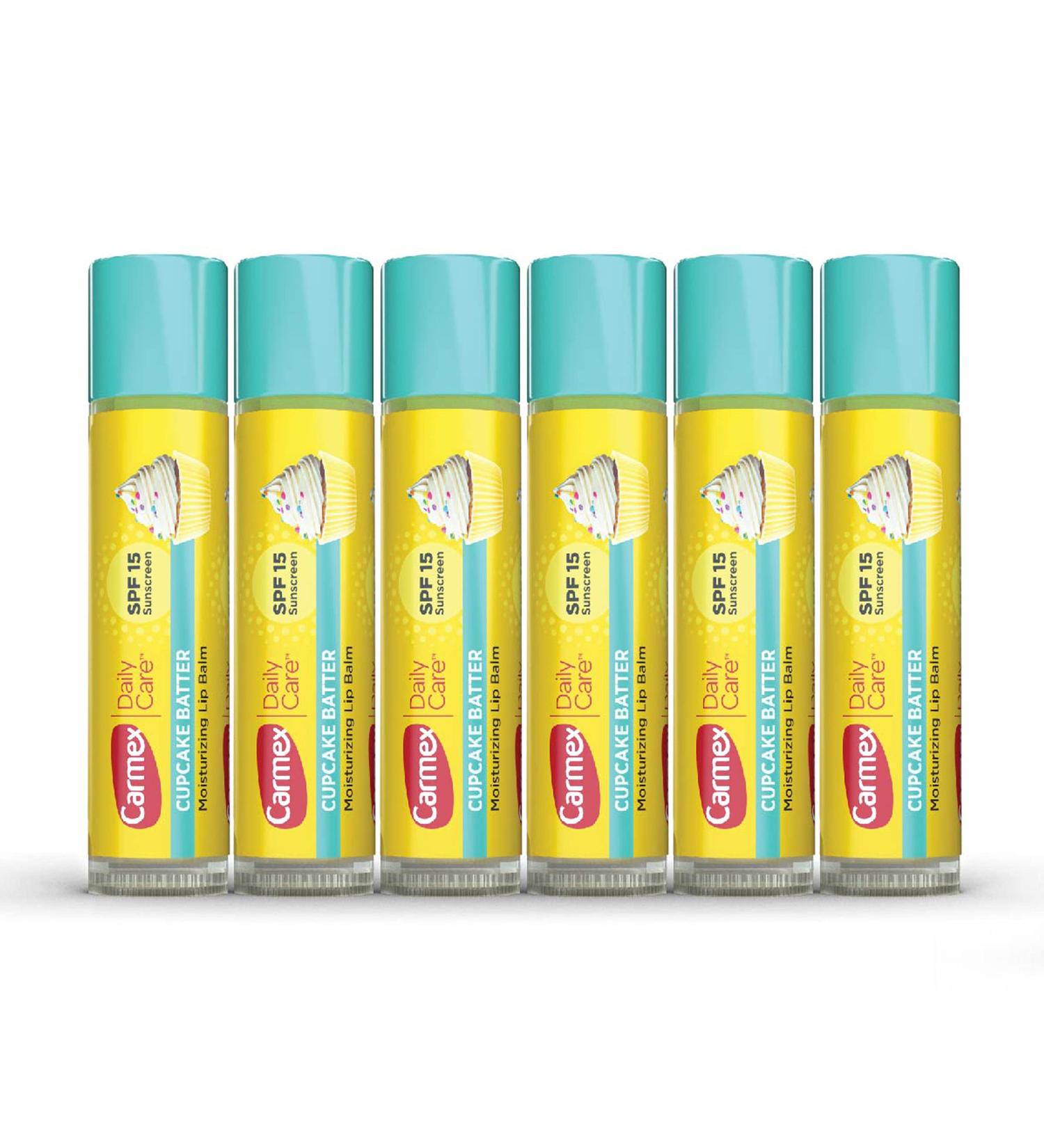 Carmex Daily Care Moisturizing Lip Balm with SPF 15 Cupcake Batter - 6 Count 0.15 OZ Sticks - Buy Online on GoSupps.com