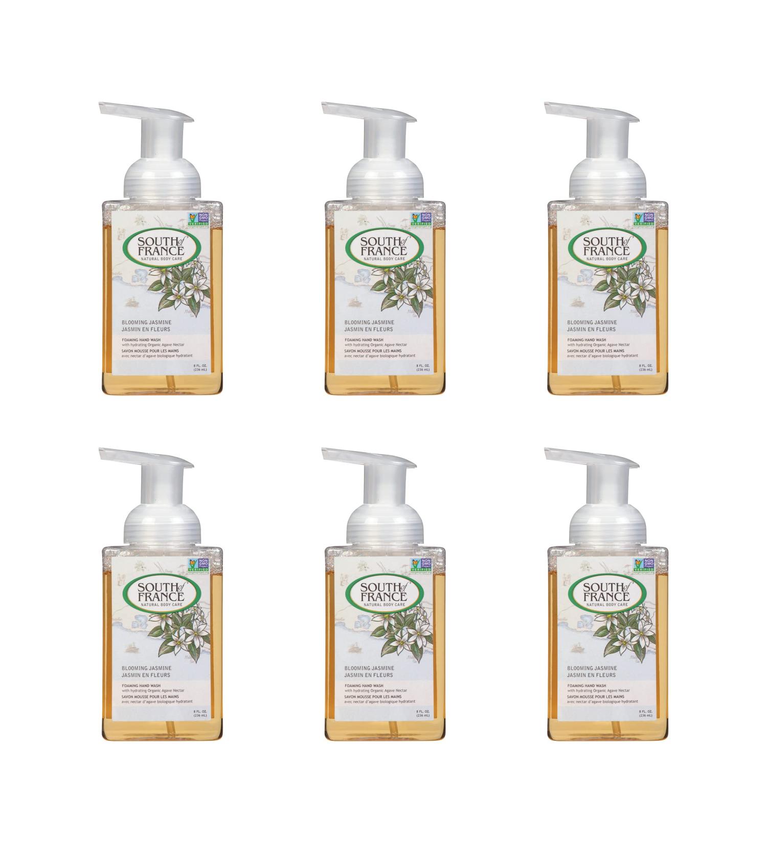 Blooming Jasmine Foaming Hand Soap by South of France Clean Body Care | Hydrating Organic Agave Nectar Wash 8 oz Pump Bottle (6 Pack) - Buy Online on GoSupps.com