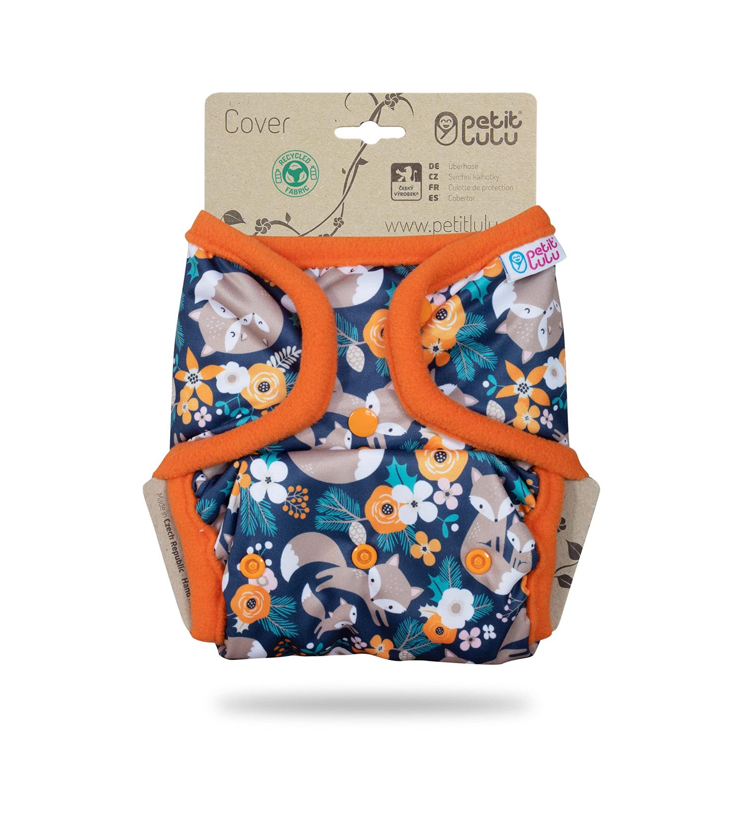 Petit lulu size 2 powy overpants (5-16 kg) |Pint buttons |One size diapers |Baby diaper pants |Washable & waterproof |Fleet diapers |Made in EU (Fox Family)