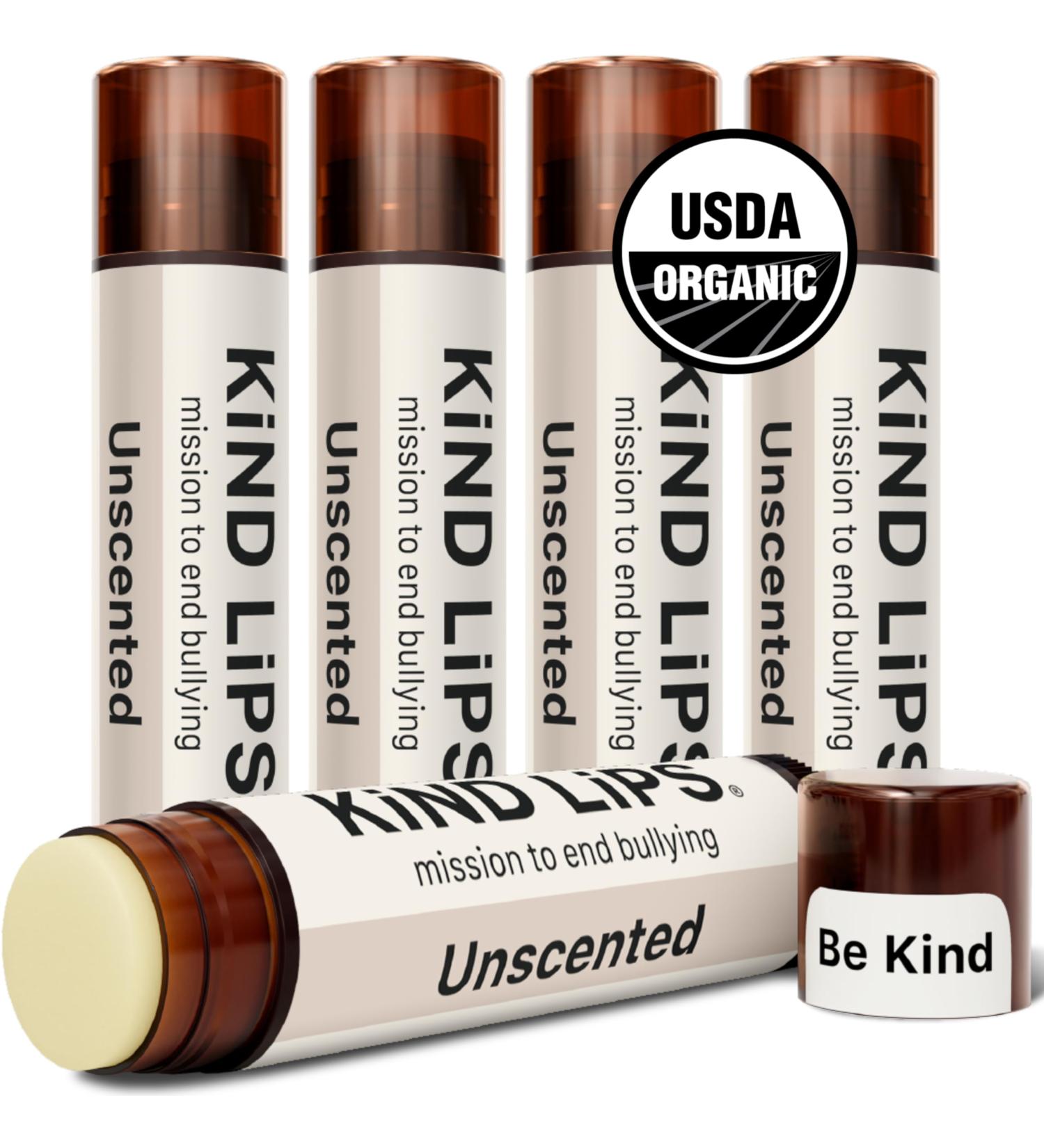 Kind Lips Organic Unscented Lip Balm 5-Pack Fragrance-Free Unflavored Lip Care for Sensitive Skin 100% Natural Clean Gluten-Free Grain-Free Made in USA Family Value Bulk Set chapstick - Buy Online on GoSupps.com