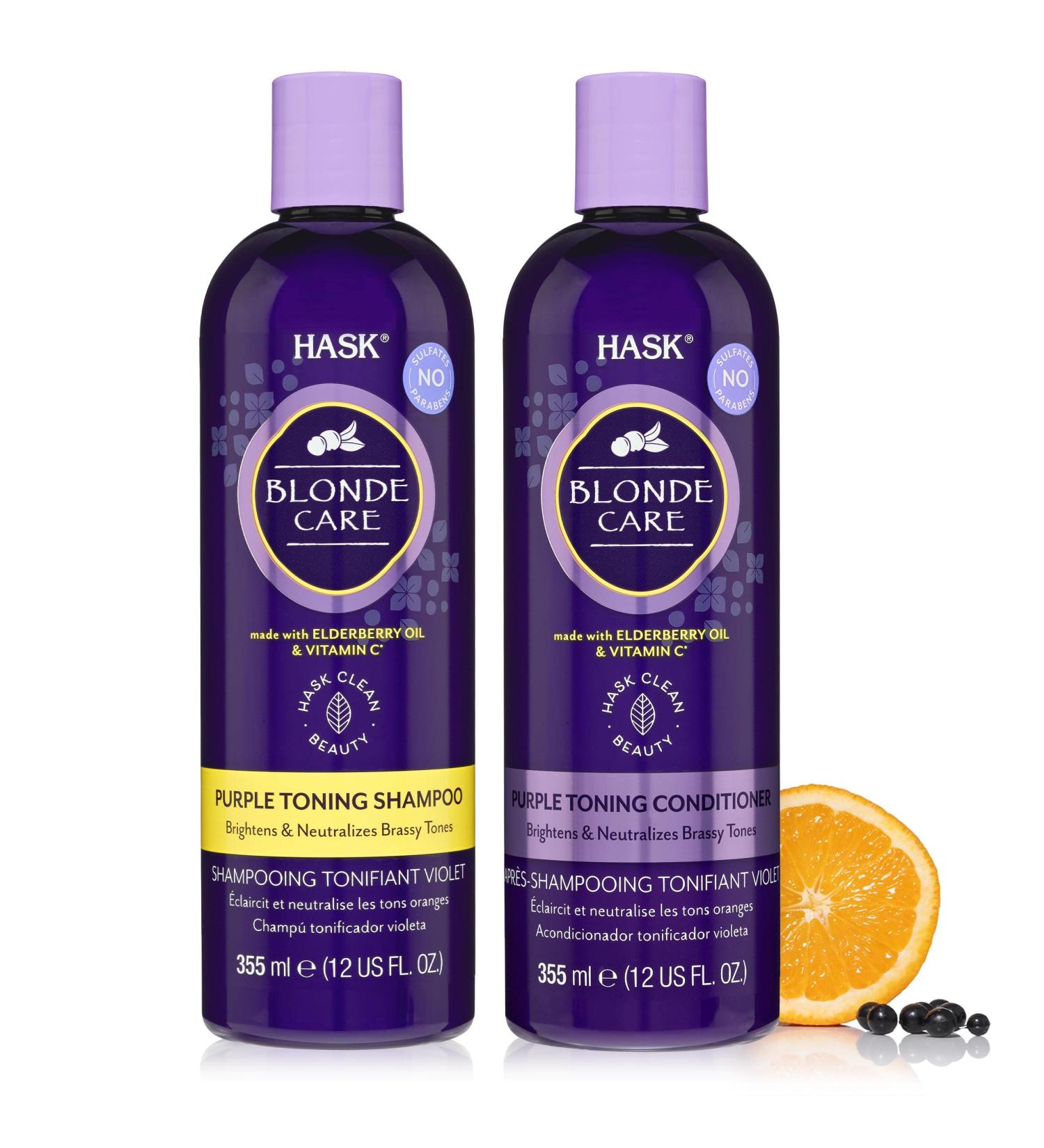 HASK Blonde Care Shampoo + Conditioner Set - Vegan, Color Safe, Gluten-Free, Sulfate-Free, Paraben-Free, Cruelty-Free - Buy Online on GoSupps.com
