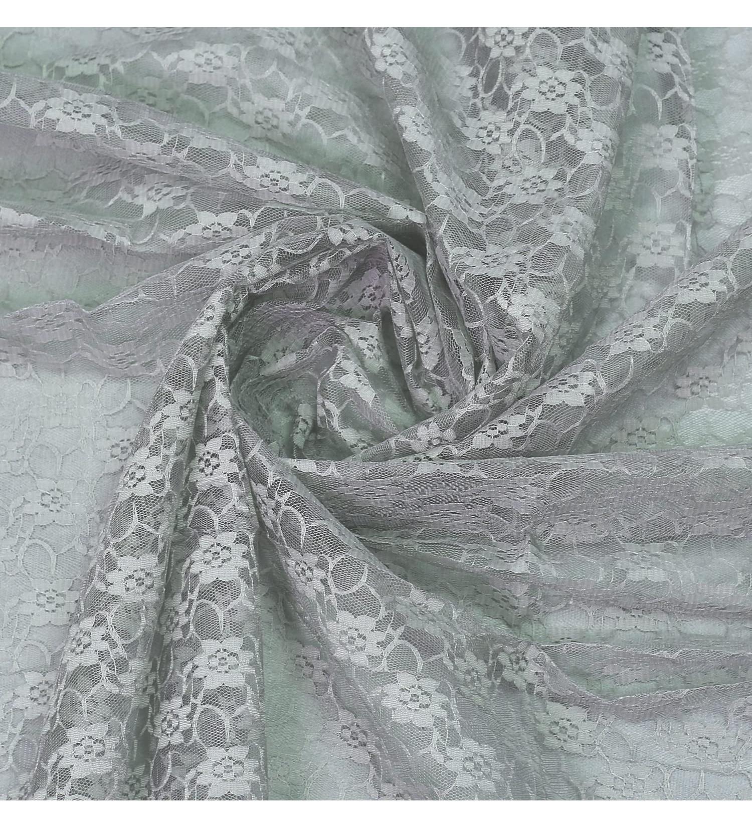 MDS 10 Yard Bridal Solid Raschel Lace Fabric Bolt - Silver Gray | 55 Width for Wedding Dress, Fashion Crafts, Decorations - Buy Online on GoSupps.com