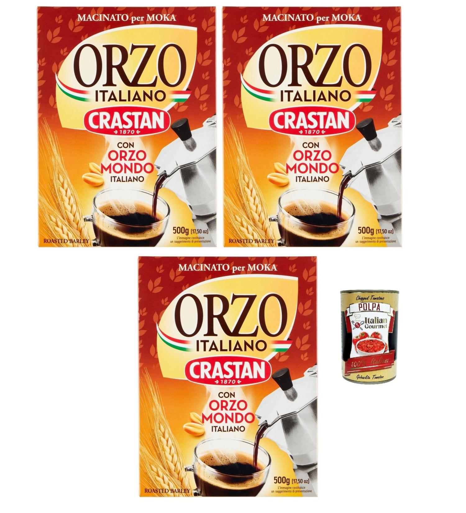 Crastan - Orzo Tostato Macinato Speciale Per Moka Orge convient pour cafeti re Moka 3x 500g + Italian Gourmet polpa 400g - Buy Online on GoSupps.com
