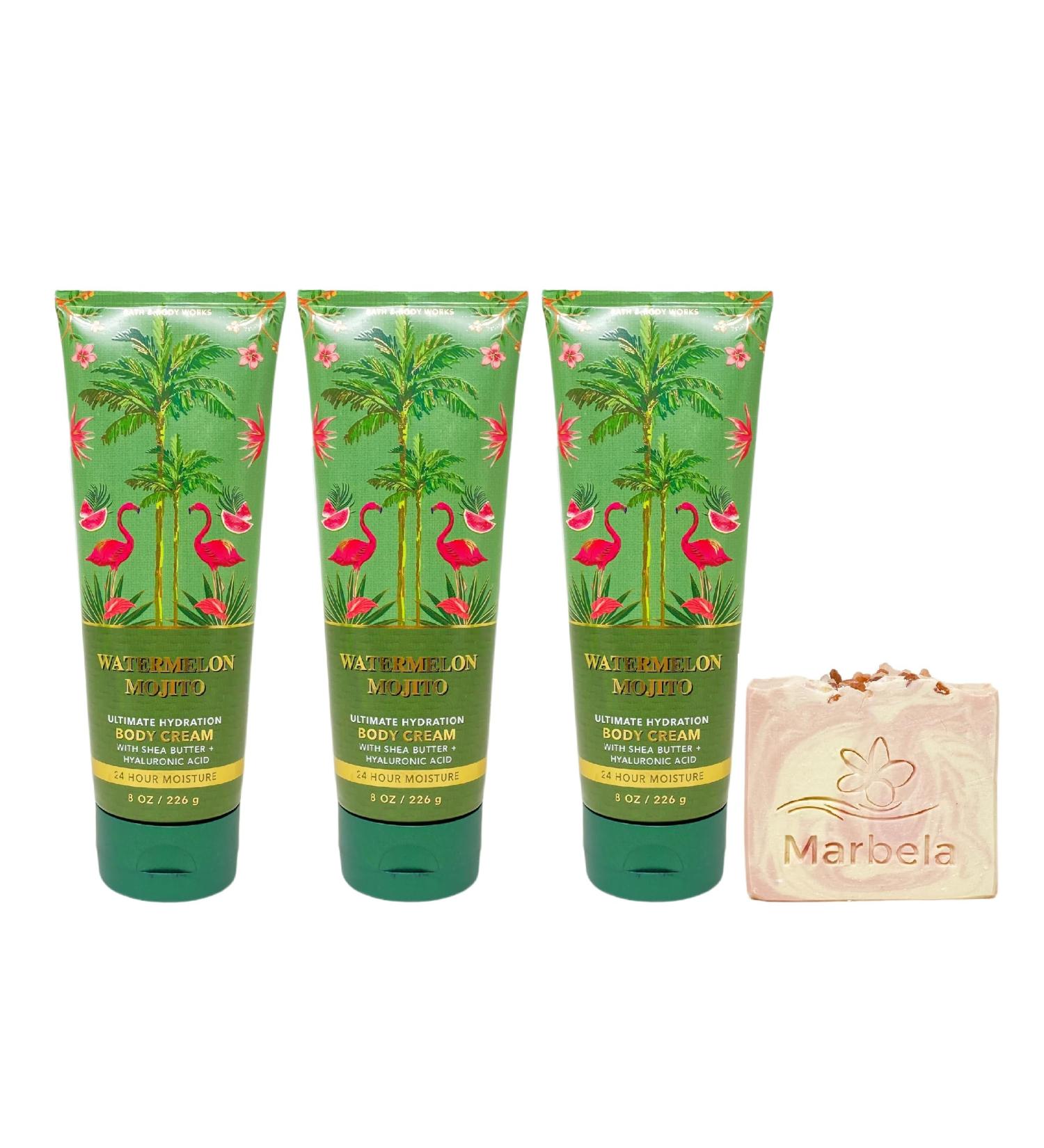 Bath & Body Works Watermelon Mojito 3 Pack Body Cream Set with a Himalayan Salts Springs Bar Soap - Full Size - Buy Online on GoSupps.com