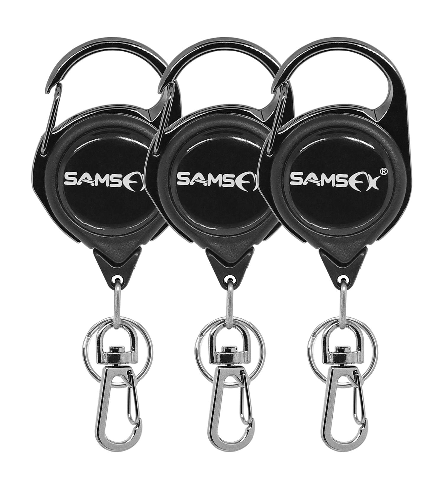 3pcs SAMSFX Fly Fishing Zinger Retractor Pack with Carabiner & Rotating Clip - Anglers Vest Tool Gear Combo - 24 Nylon Cord - Buy Online on GoSupps.com