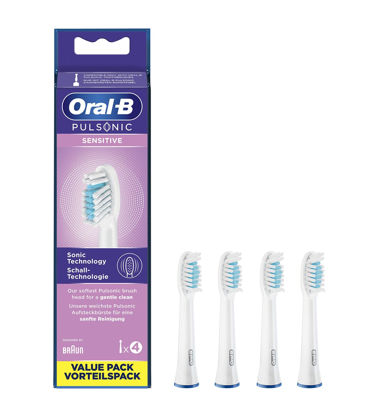 Oral-B Pulsonic Set of 4 Soft Brushes for Sonic Toothbrushes Oral-B Pulsonic Sensitive 4 Carat Brush Heads - Buy Online on GoSupps.com