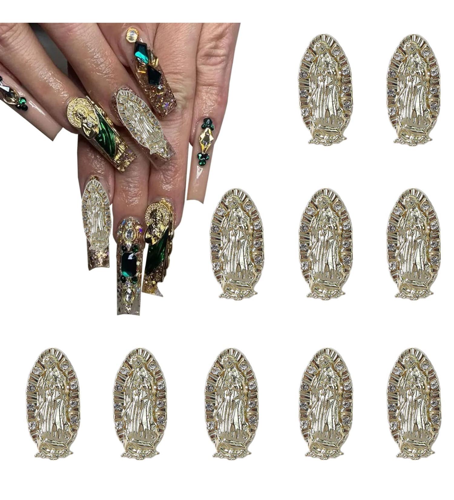 KACHIMOO 10 PCS Virgin Mary & San Judas Nail Charms Set - 3D Nail Diamonds & Gold Rhinestones for Acrylic Nails Art - Buy Online on GoSupps.com