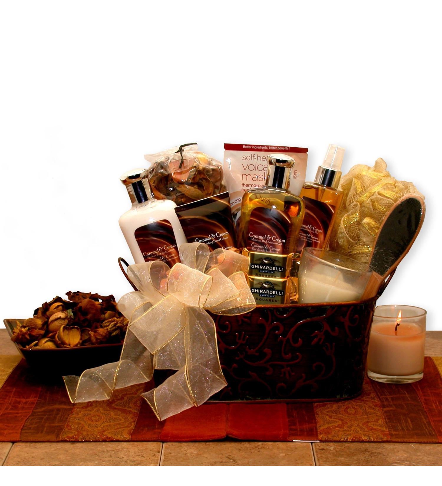 Gift for Her Caramel & Vanilla Creame Bath and Body Spa Gift Basket