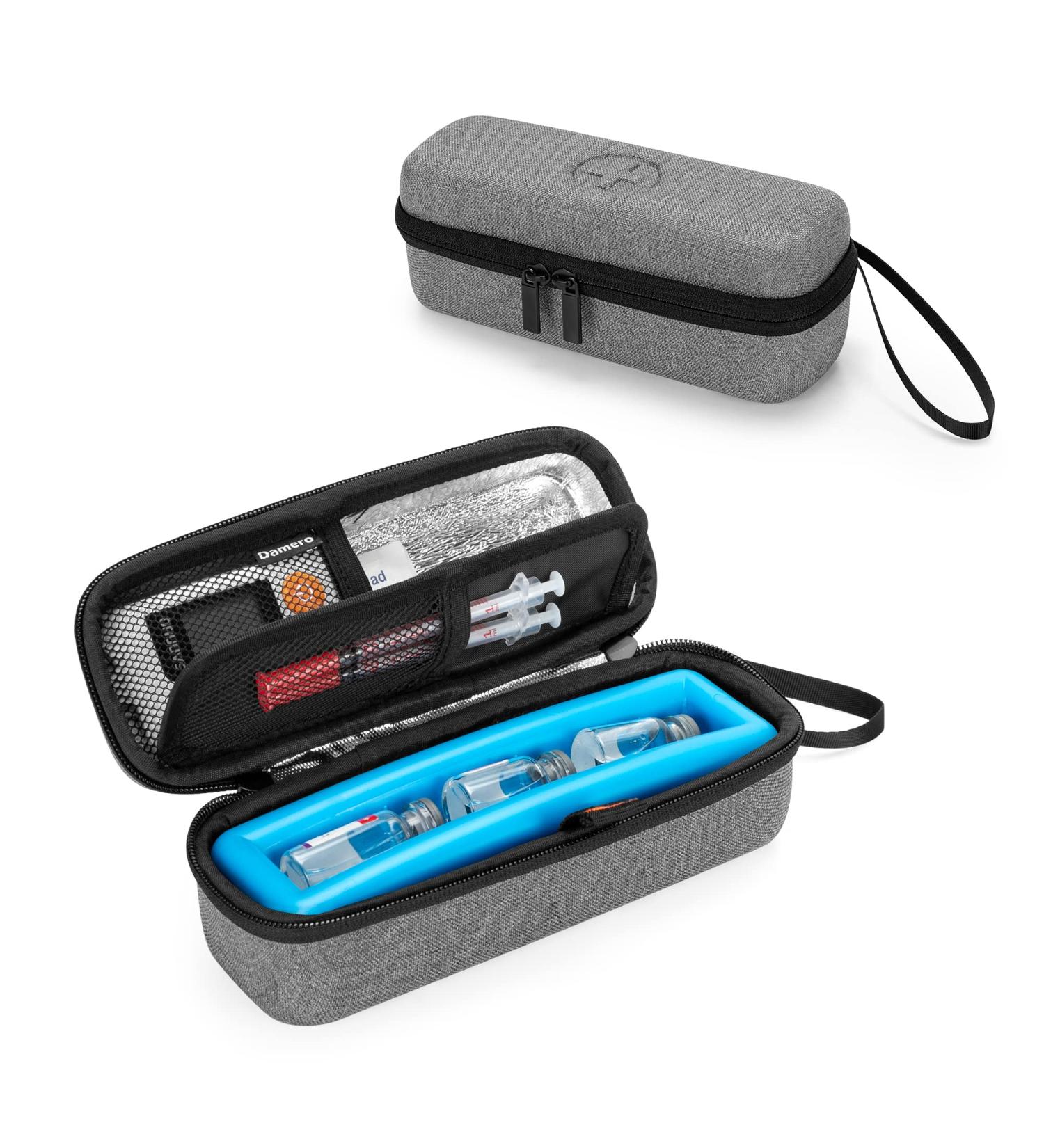 Damero Insulin Cooling Bag - Portable Travel Pocket for Diabetics | Insulin Pen & Medication Cooler in Gray - Buy Online on GoSupps.com