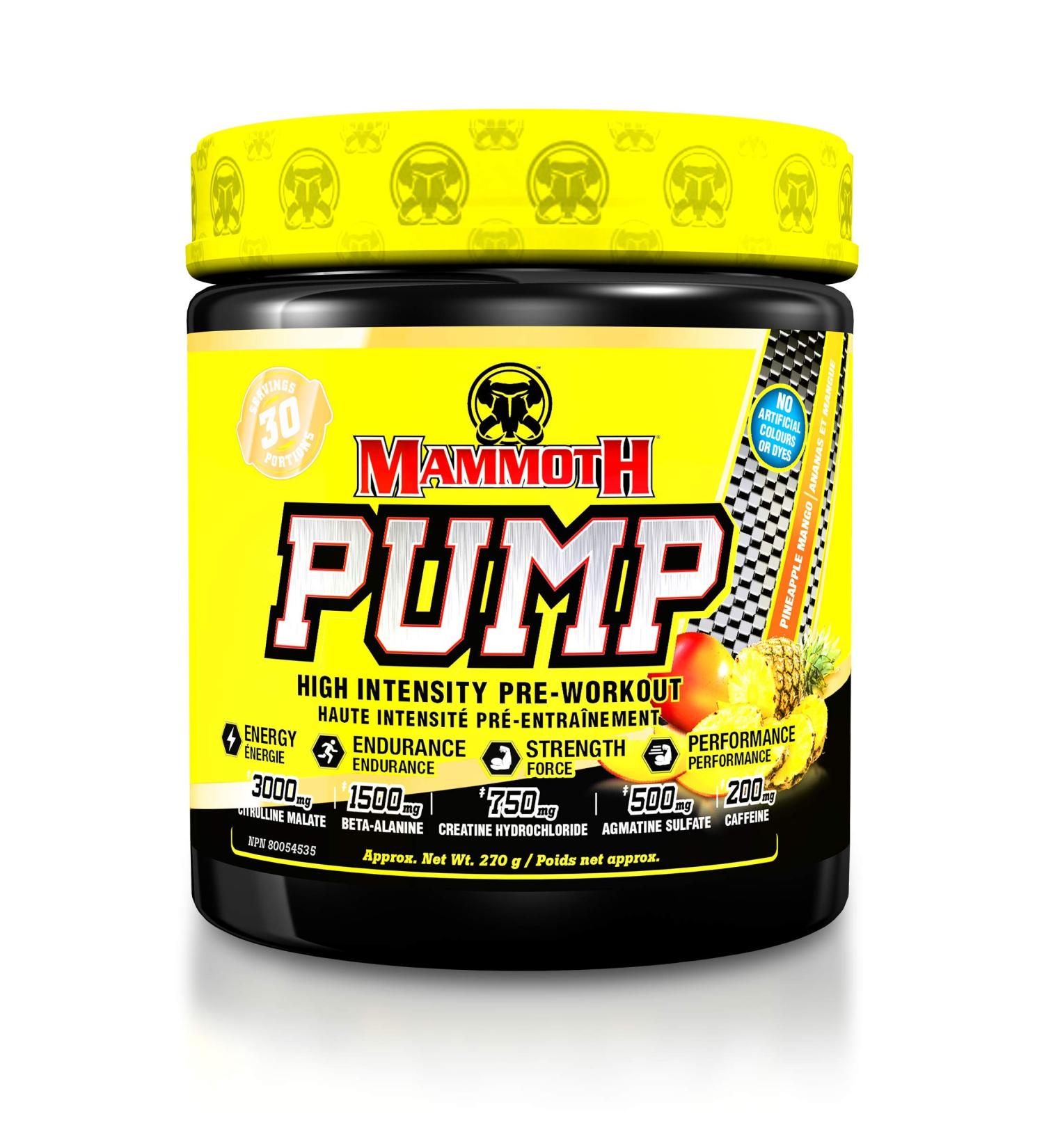 MAMMOTH PUMP Pre Workout Powder Superior Muscle Pumps Increase Strength & Endurance Explosive Power & Energy Supplement Heightened Focus Quick Recovery Reduced Soreness 30 serve (Pineapple Mango) Pineapple Mango 30 Count (Pack of 1) - Buy Online on GoSupps.com