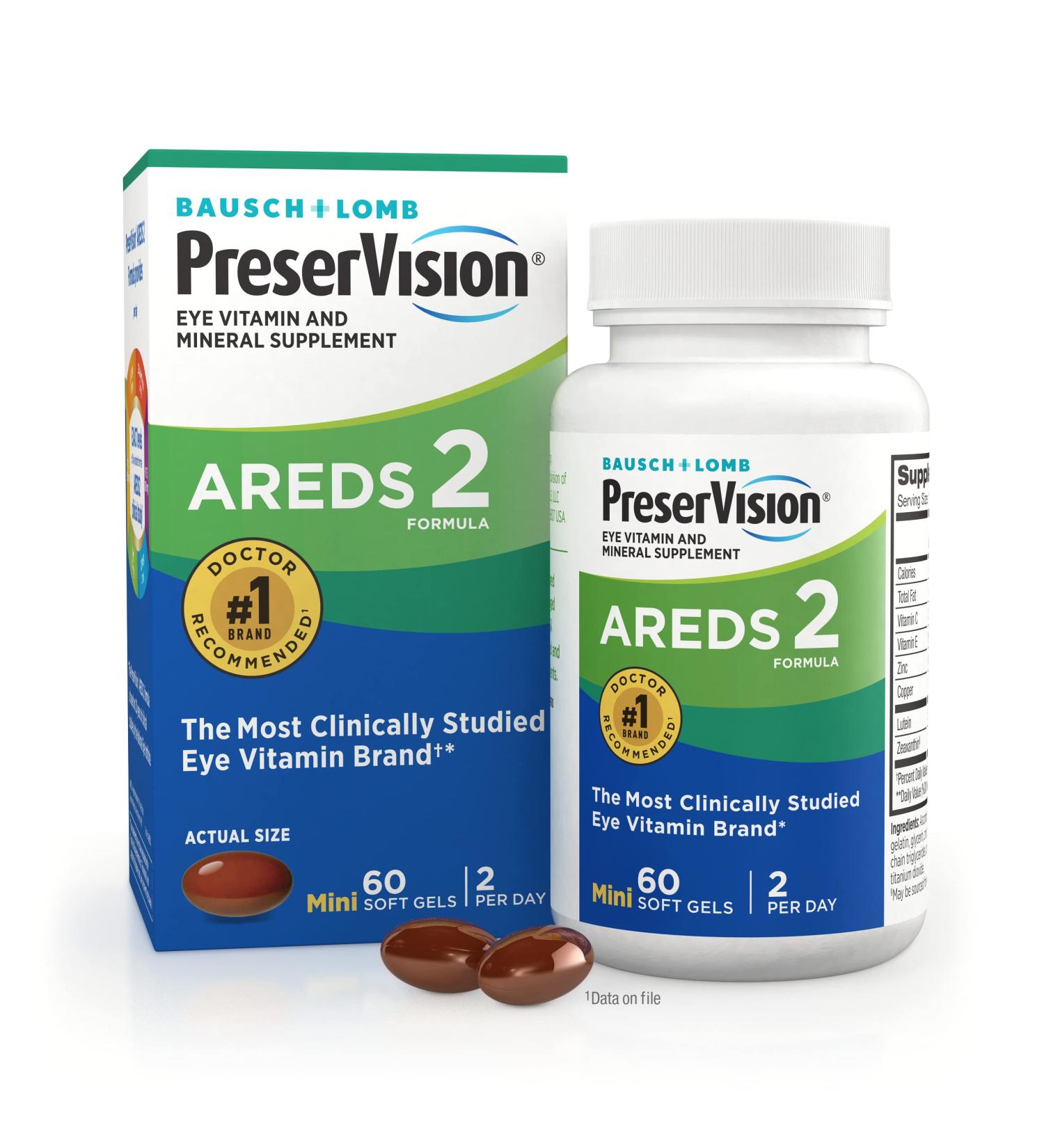 PreserVision AREDS 2 Eye Supplement - Lutein, Vitamin C, Zinc & E - 60 Mini Softgels - Buy Online on GoSupps.com