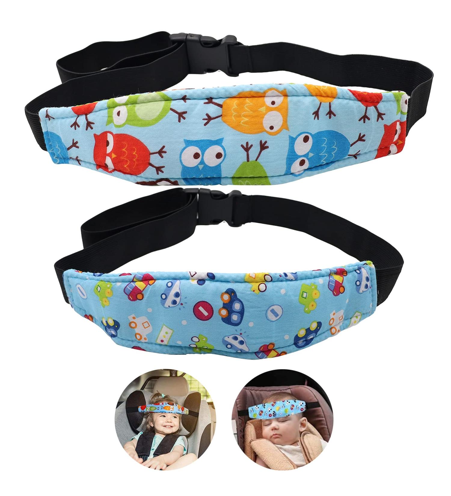 Abnaok 2pcs Child Seat Head Holder & Headband - Adjustable Blue Buckle Headrest for Comfortable Car Sleep - Buy Online on GoSupps.com
