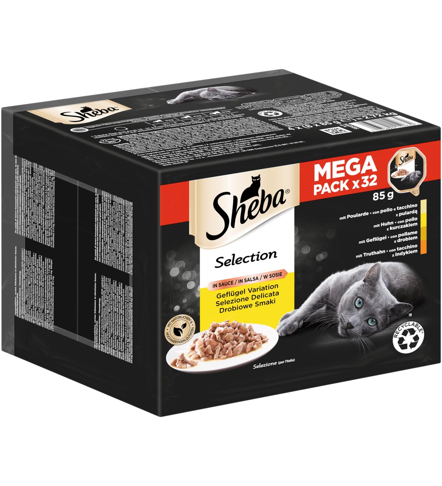 Sheba Selection in Sauce - Finest Cat Food - Poultry Variety (32 x 85g) - Premium Quality Wet Cat Feed - Buy Online on GoSupps.com