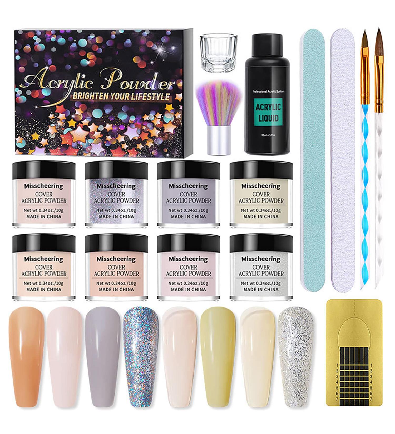 RoseFlower Acrylic Nail Kit - Full Set for Beginners with 3 Colors Clear Pink Powder - Nail Salon #11 - Buy Online on GoSupps.com