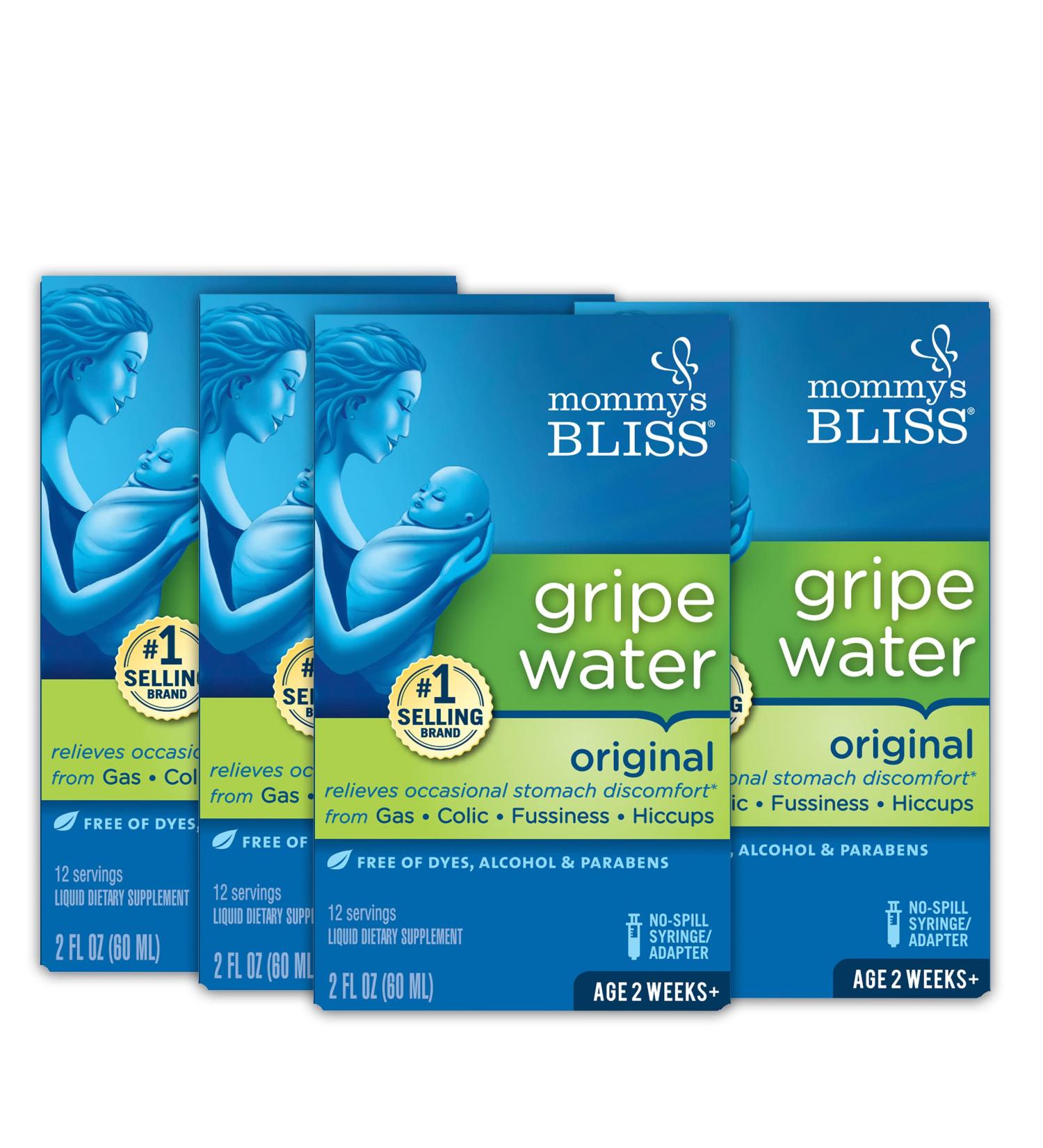 Mommy's Bliss Gripe Water 2 fl oz (4 Pack) - Infant Gas & Colic Relief, Gentle & Safe for Babies 2 Weeks - Buy Online on GoSupps.com