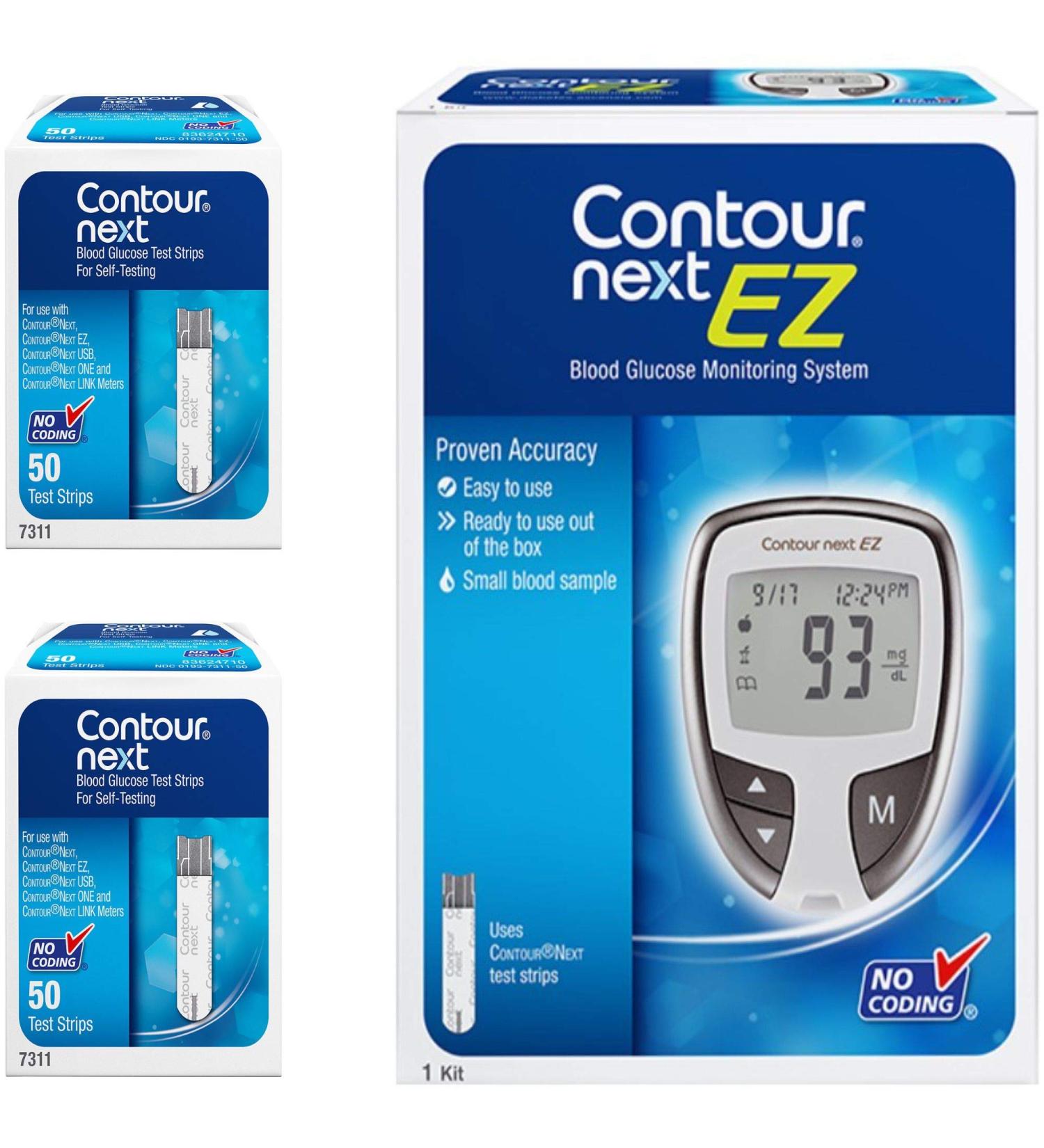 Contour Next KIT - Glucose EZ Monitoring System & 100 Test Strips | International Shipping Available - Buy Online on GoSupps.com