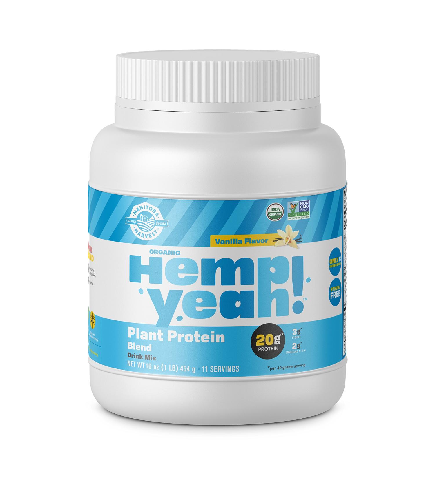 Manitoba Harvest Hemp Yeah! Organic Protein Powder - Vanilla, 20g Plant Protein, Vegan, Non-GMO, 16oz - Buy Online on GoSupps.com