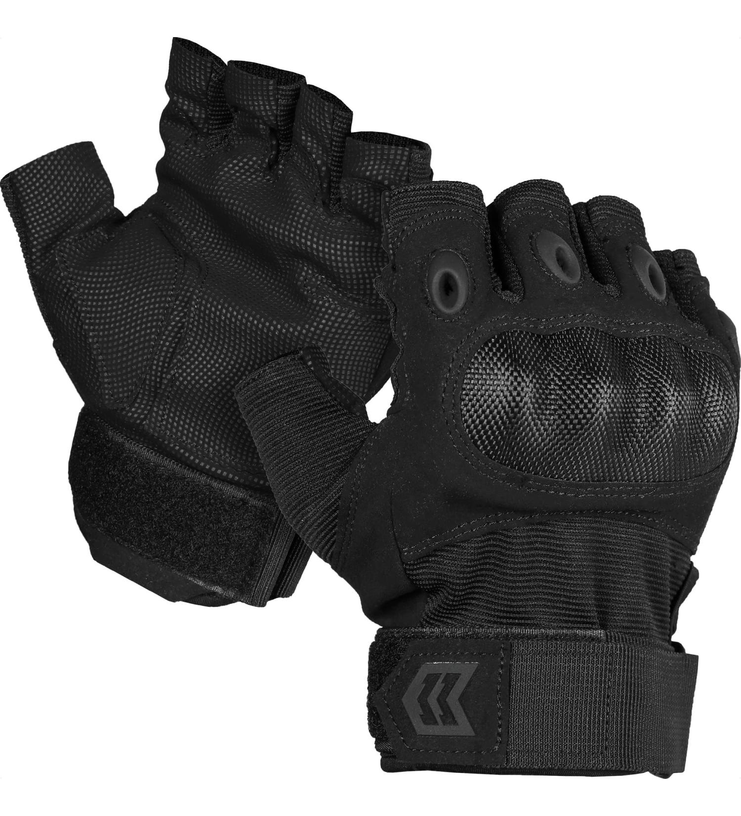 Mission Made Hellfox Tactical Fingerless Gloves for Men - Medium, Pitch Black - Buy Online on GoSupps.com