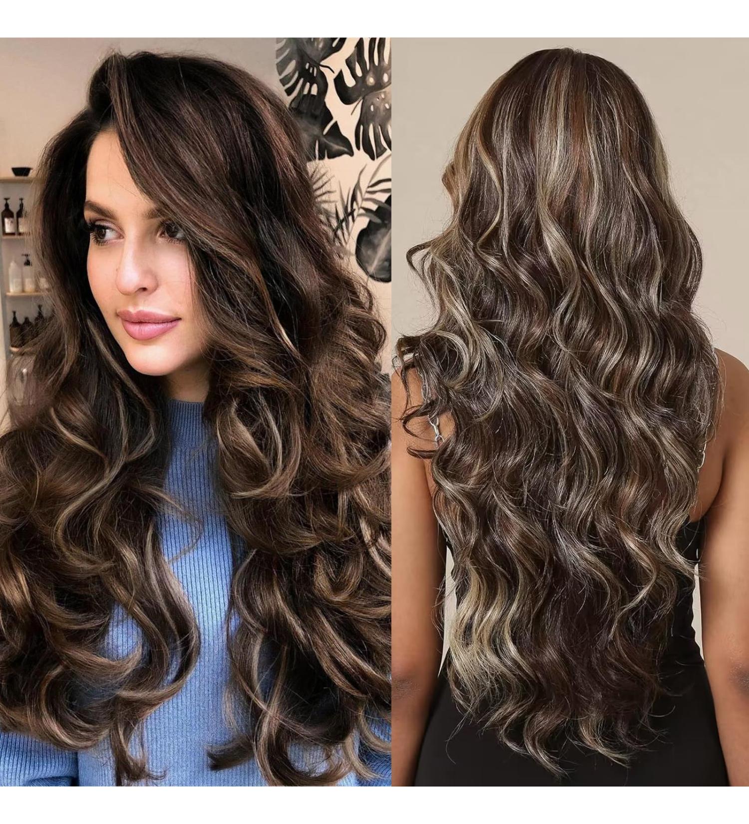 HAIRCUBE Brown Curly Wig for Women - Long Synthetic Hair with Highlights - Buy Online on GoSupps.com