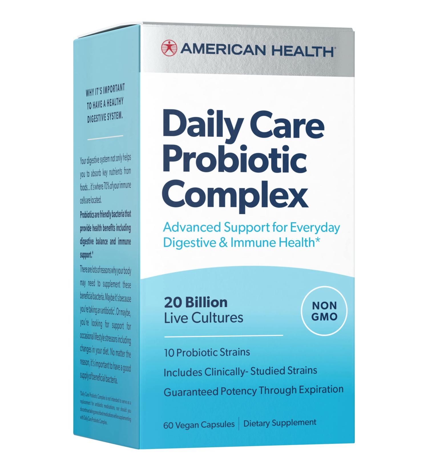 American Health Daily Care Probiotic Complex - 60 Vegan Capsules for Gut Health - Buy Online on GoSupps.com