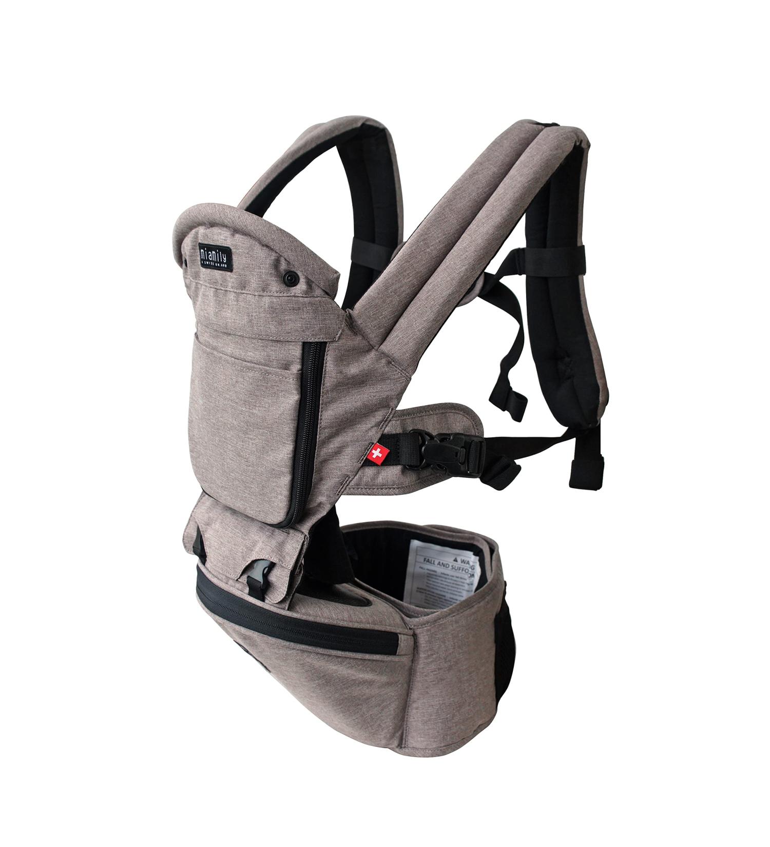 MiaMily Hip Seat Baby Carrier - 6 Carry Positions - Lumbar Support - Stone Grey - Buy Online on GoSupps.com