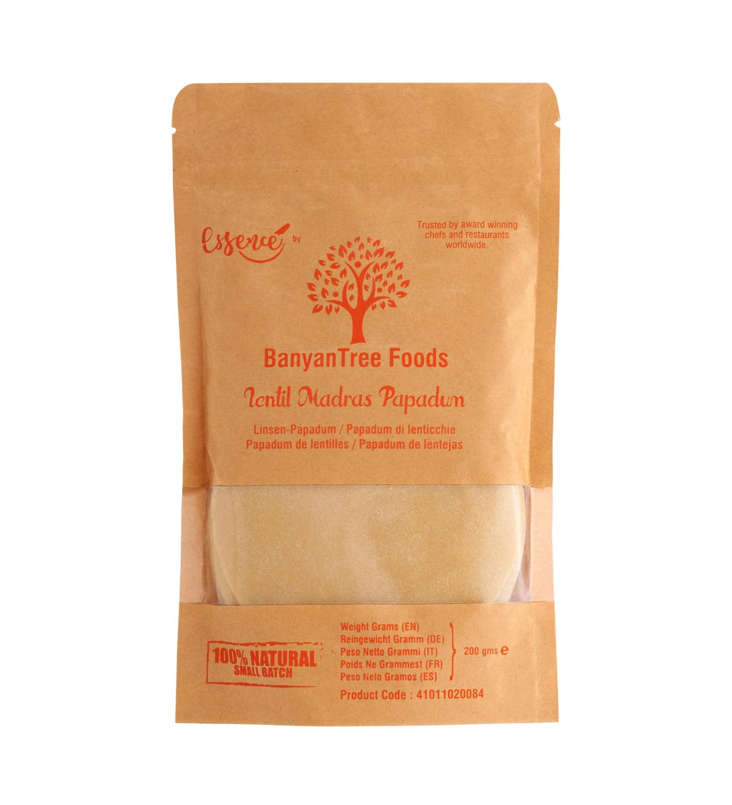 BanyanTree Foods Papad| Papadum | Appalam | Pappadom - Microwavable 200g All Natural Indian Origin - Buy Online on GoSupps.com