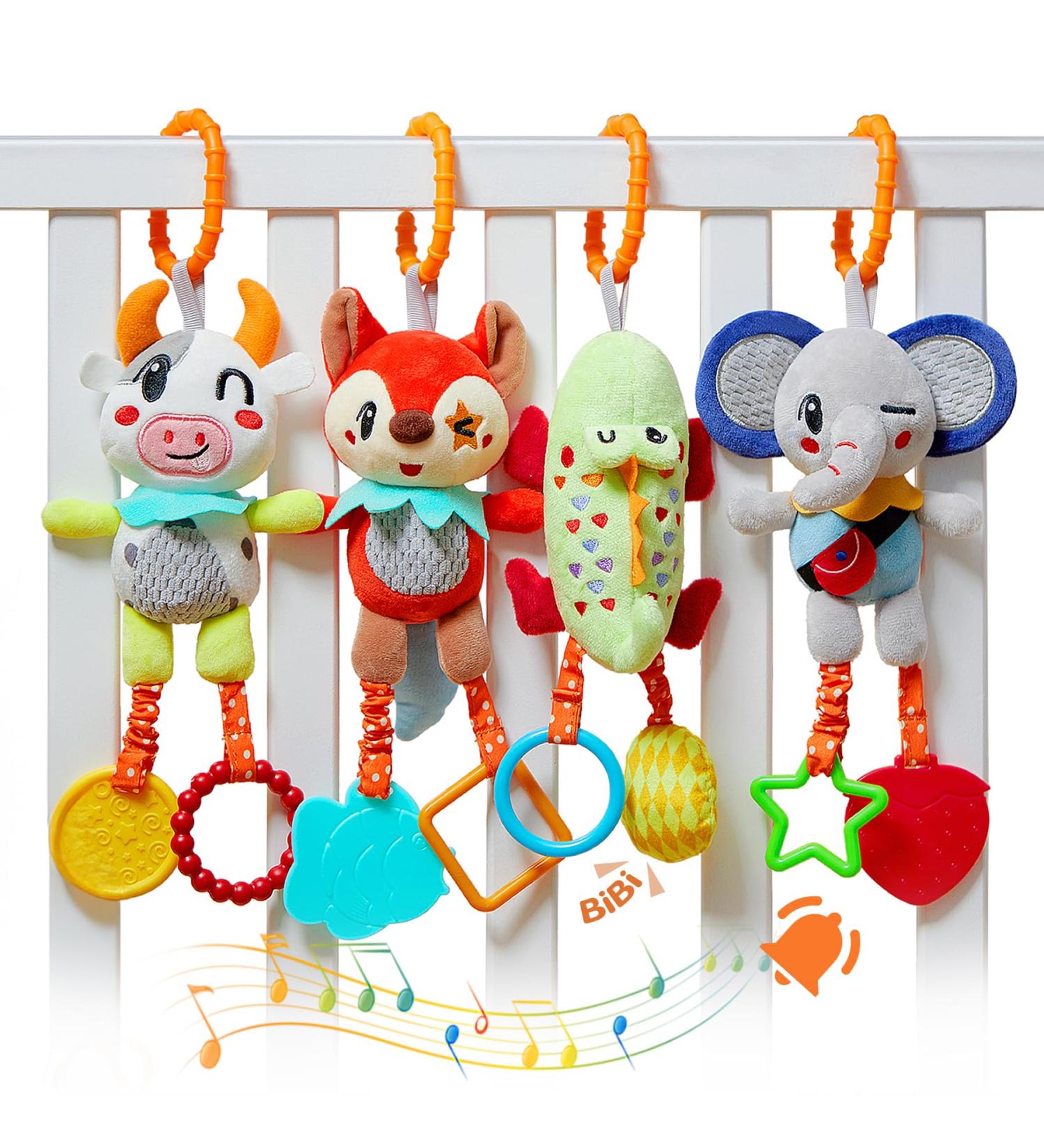 Tumama Kids Baby Hanging Toys - Animal Rattles for 0-12 Months | Stroller & Bed Activity Set (4-Pack) | Perfect Birthday Gifts for Newborn Girls - Buy Online on GoSupps.com