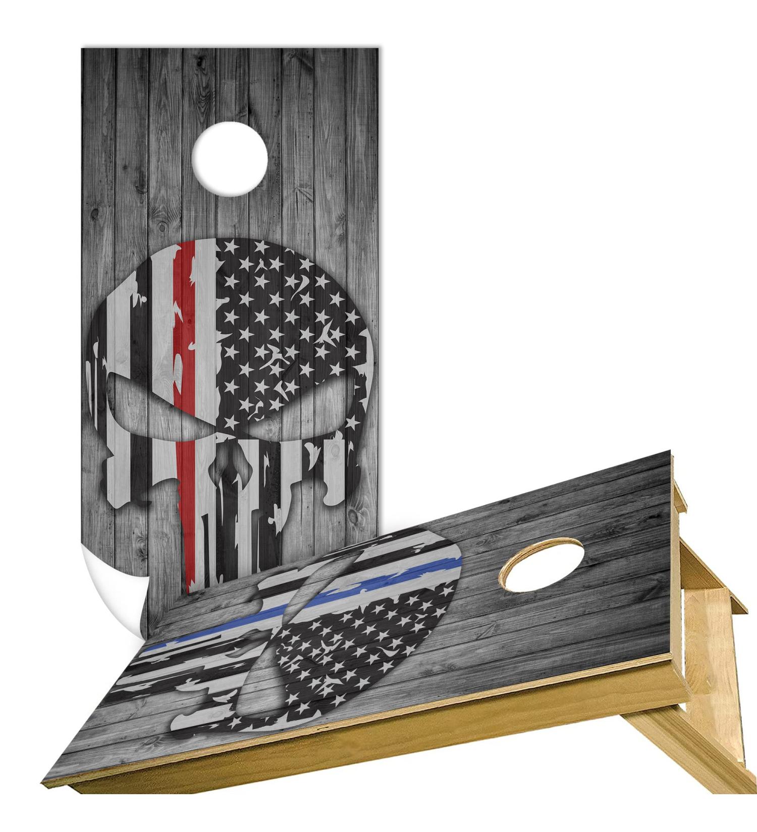 American Flag Vinyl Cornhole Board Wraps (2 Pack) 24x48'' - Black Skull Design - Buy Online on GoSupps.com