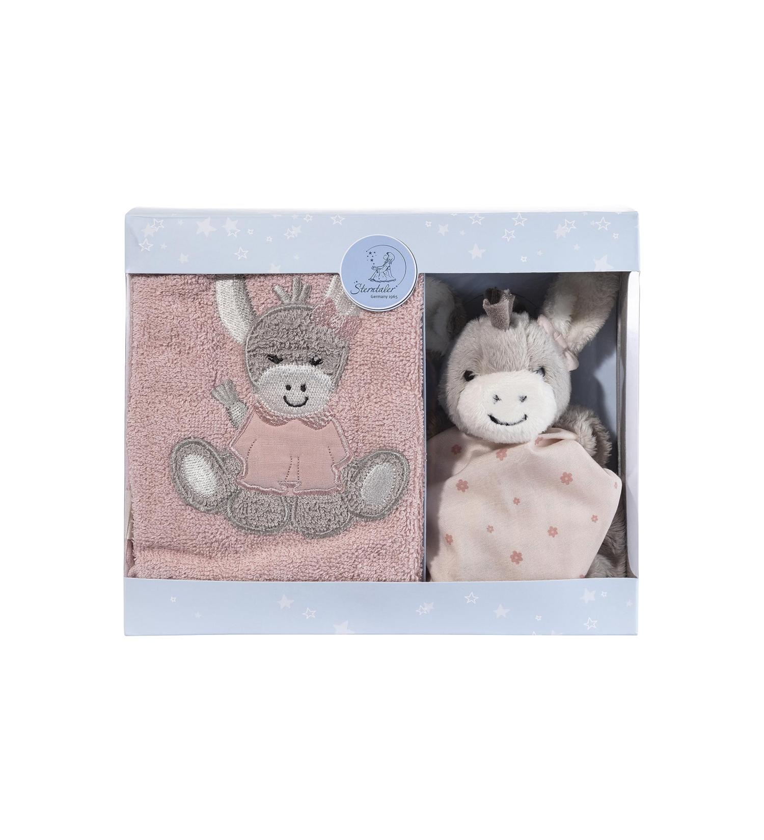 Buy Sterntaler Donkey Emmi Gift Set - Children's Towel & Cuddly Blanket in Flora Rose | International Shipping - Buy Online on GoSupps.com