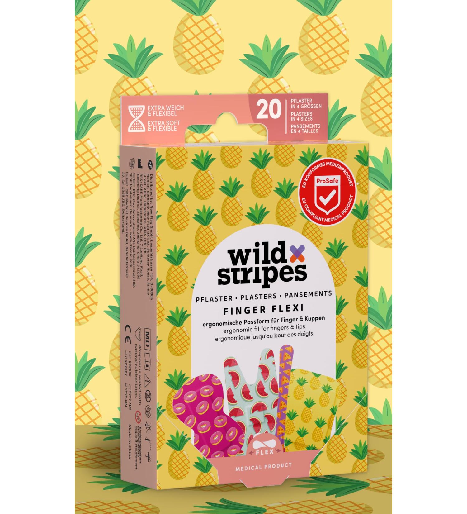 Wild Stripes Plaster Set - 20 Water-Resistant Finger Flexi Plasters | Skin-Friendly & Ergonomic - 24h Protection for Water Festivals & Wounds - Buy Online on GoSupps.com