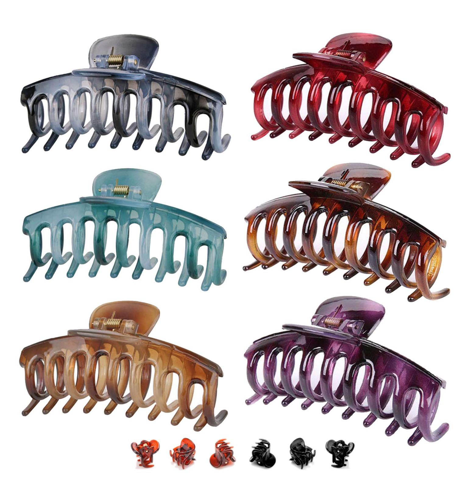 Large Hair Claw Clips 6PCS Set for Women | Colorful Hair Claws for Thick & Fine Hair with Bonus 6Pcs Mini Grips - Buy Online on GoSupps.com
