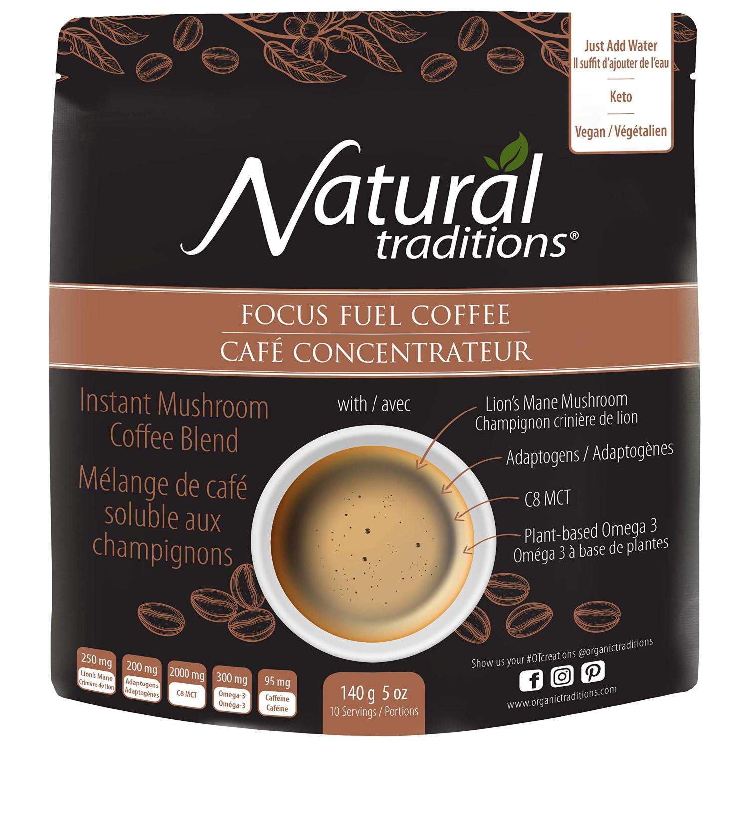 Organic Traditions Focus Fuel Coffee 5 oz - Boost Energy & Clarity - Buy Online on GoSupps.com