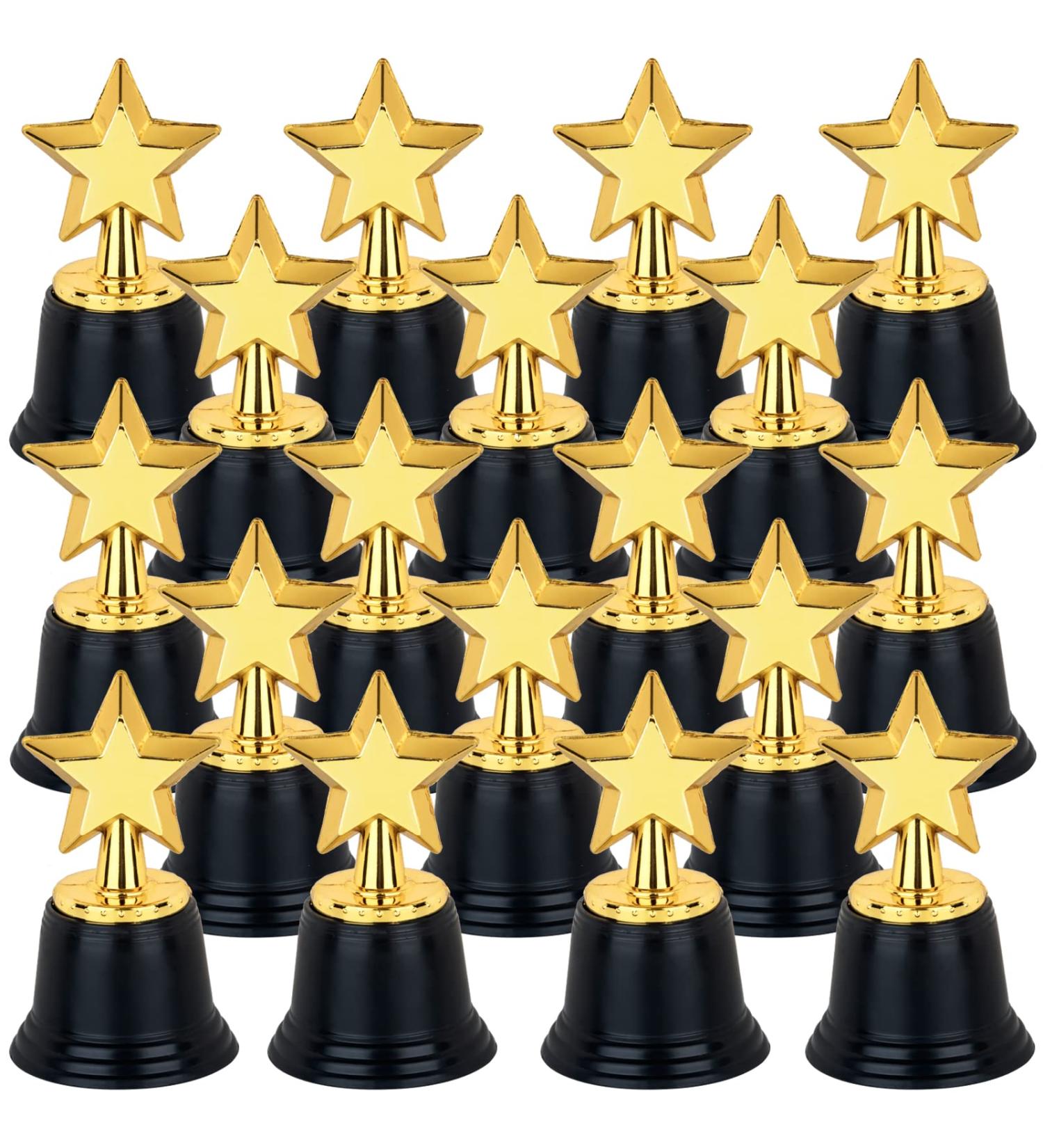 24 Pack Mini Star Trophy Awards - Plastic Gold Trophies for Halloween Party Favors & School Rewards - Buy Online on GoSupps.com