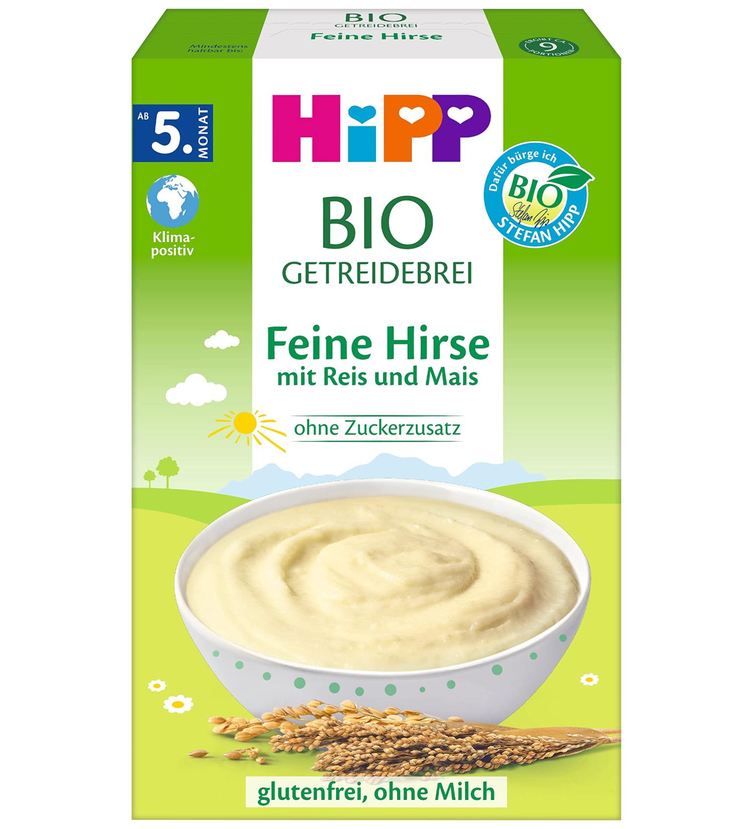 HiPP organic cereal porridge without added sugar fine millet gluten-free pack of 6 (6 x 200 g)