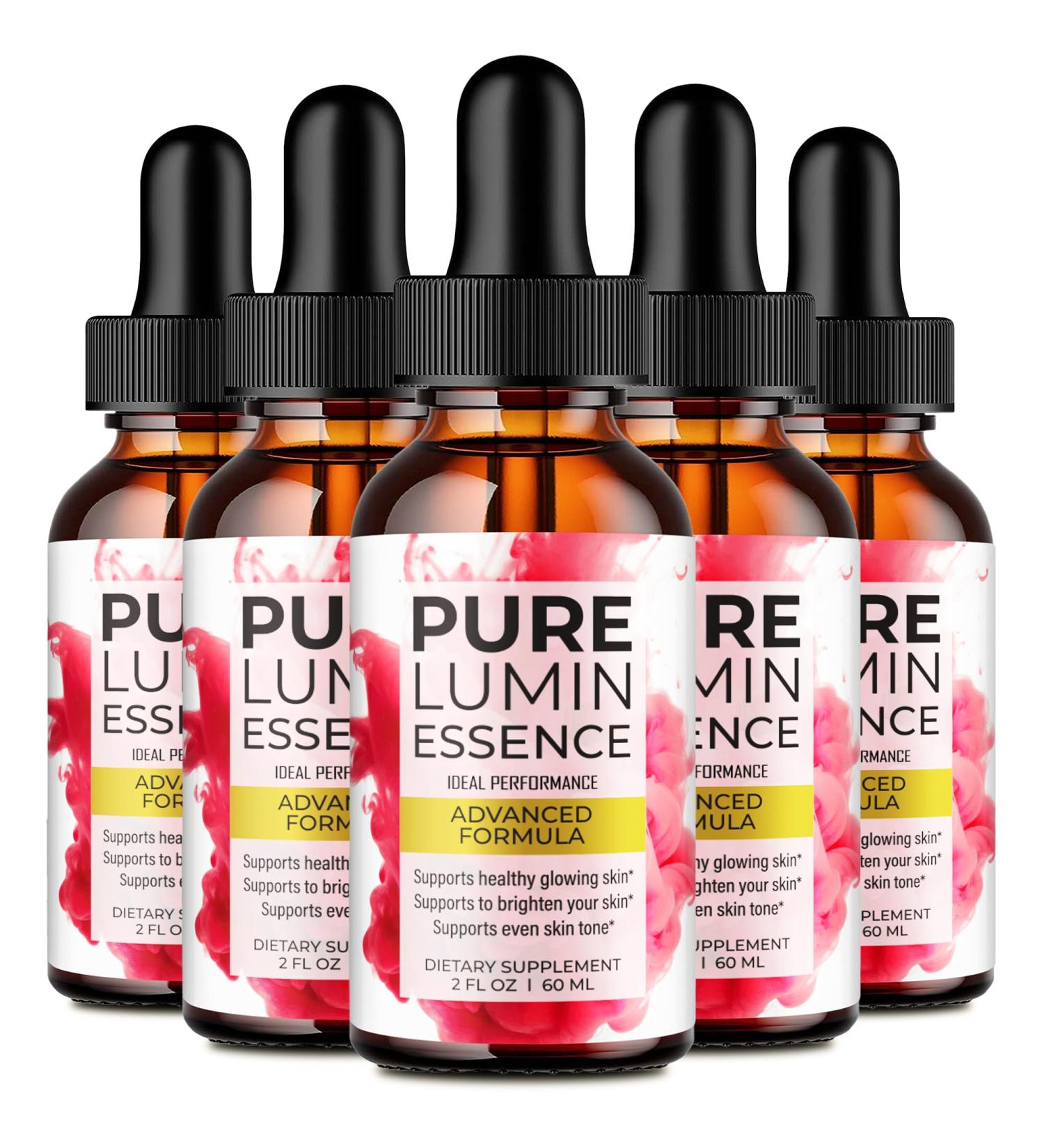 Pure Lumin Essence Drops - Official PureLumin Liquid Skincare Formula with Natural Ingredients Premium Skin Support for Dark Spots Radiance & Healthy Glow Pure Lumin Reviews Drops (5 Pack) - Buy Online on GoSupps.com