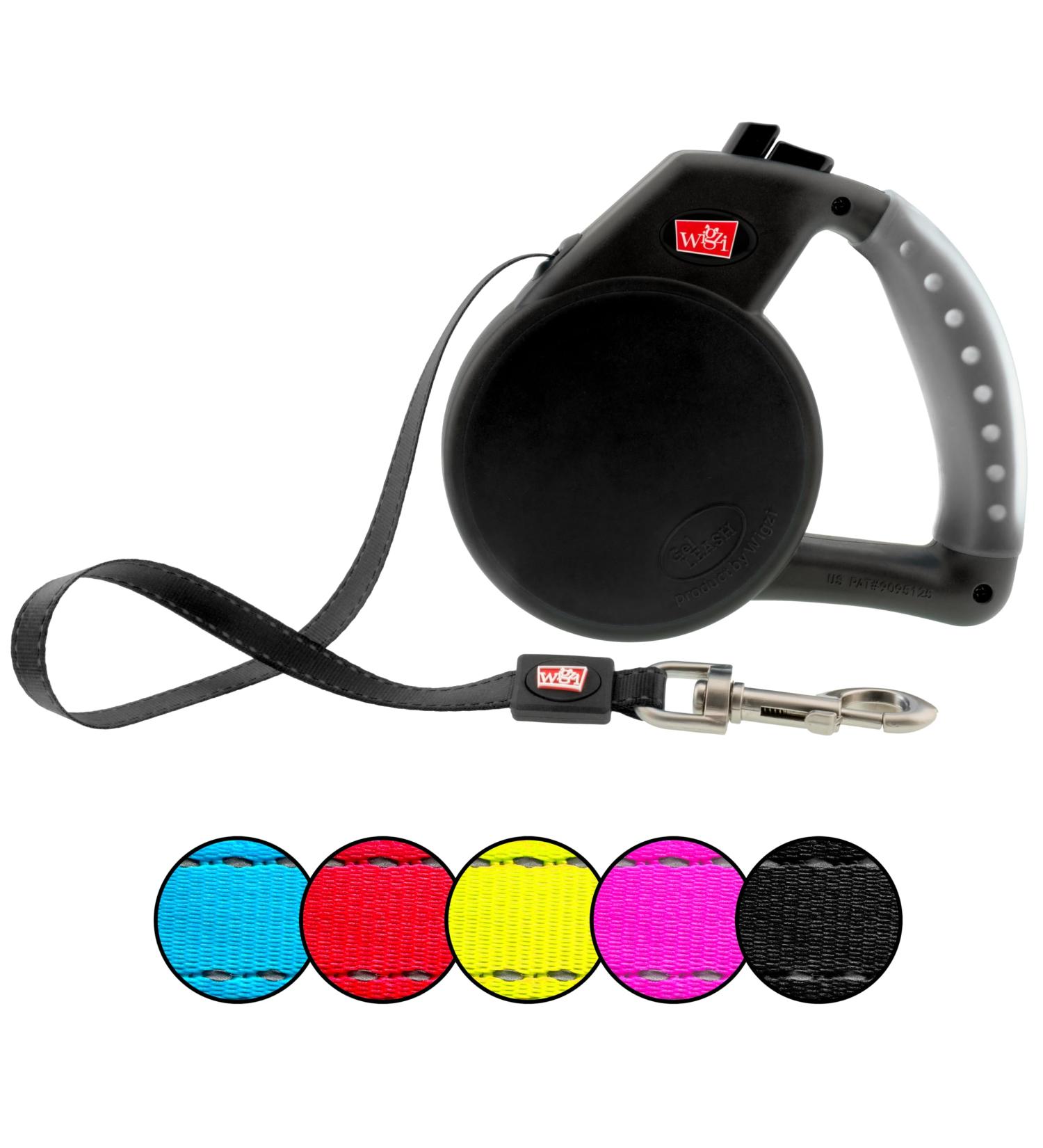 WIGZI Durable Gel Handle Retractable Dog Leash - Rust Proof, Reflective Tape, EZ Lock - L Black - Buy Online on GoSupps.com