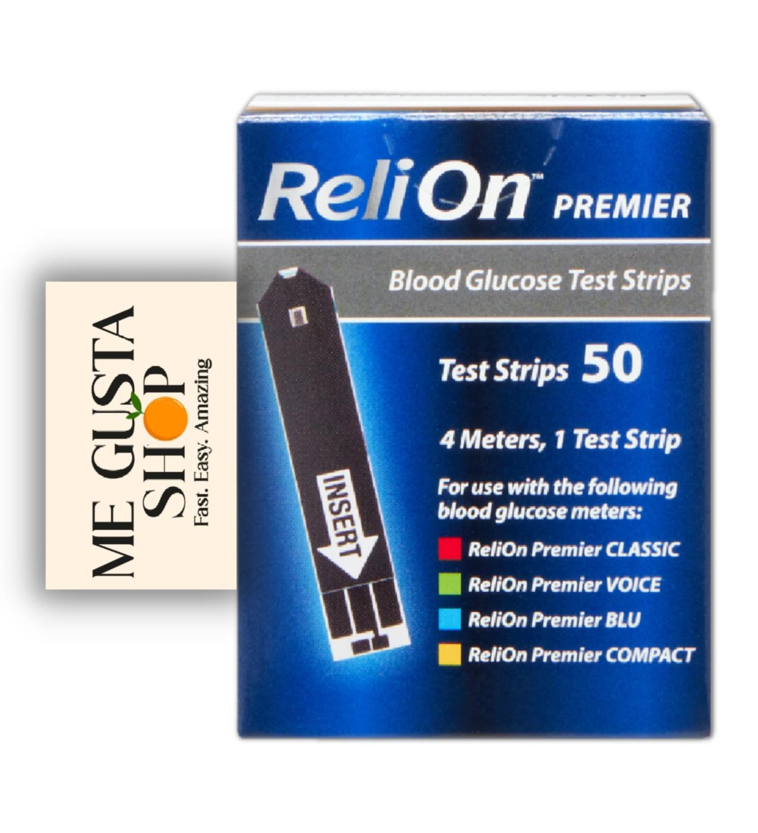 ReliOn Premier Blood Glucose Test Strips 50 Count + Me Gustas Stickers - Buy Online - Buy Online on GoSupps.com