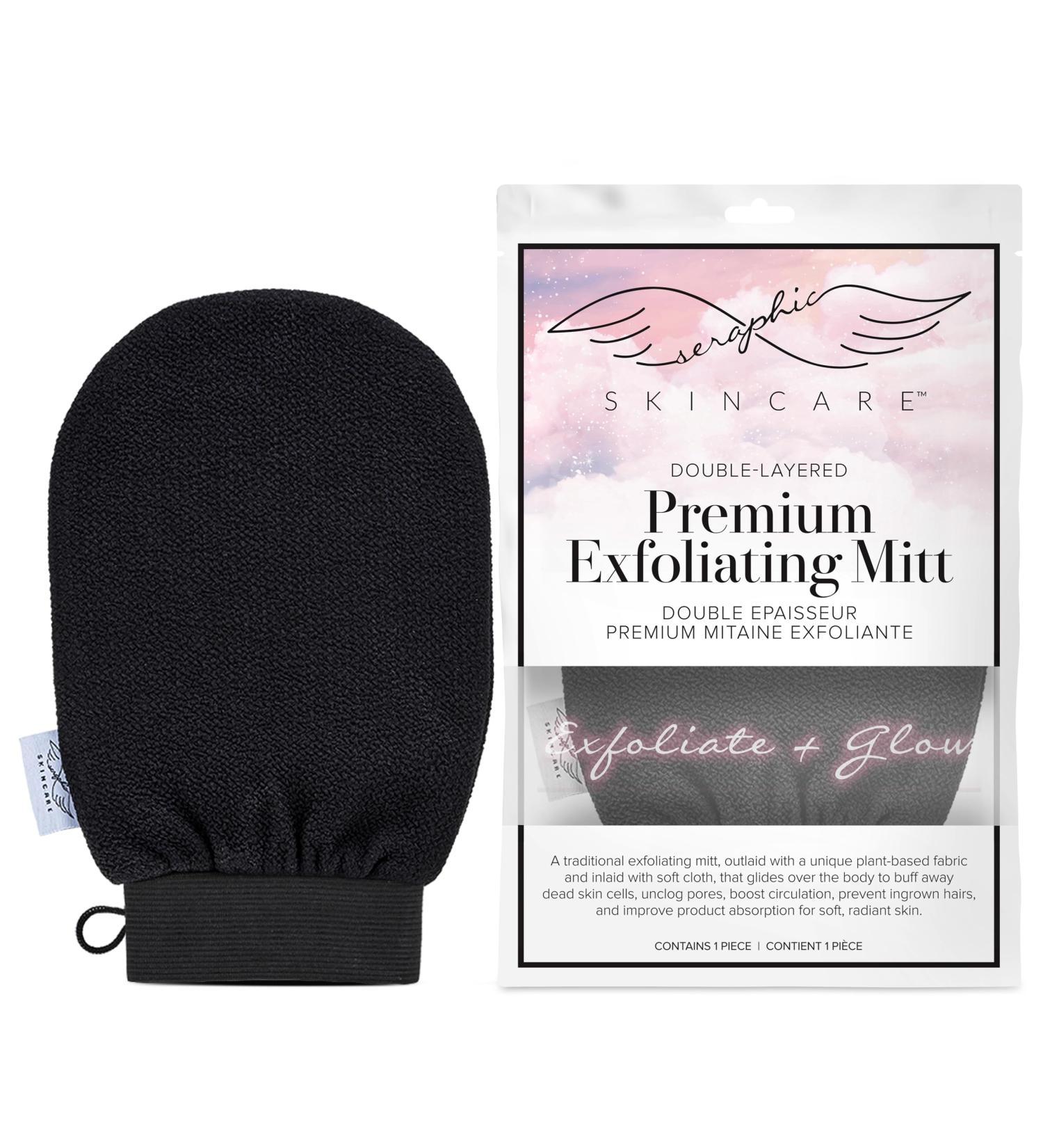 Seraphic Skincare Double-Layered Korean Exfoliating Mitt | Deep Exfoliation Glove for Smooth Glowing Skin | Self Tan Remover & Applicator - Buy Online on GoSupps.com